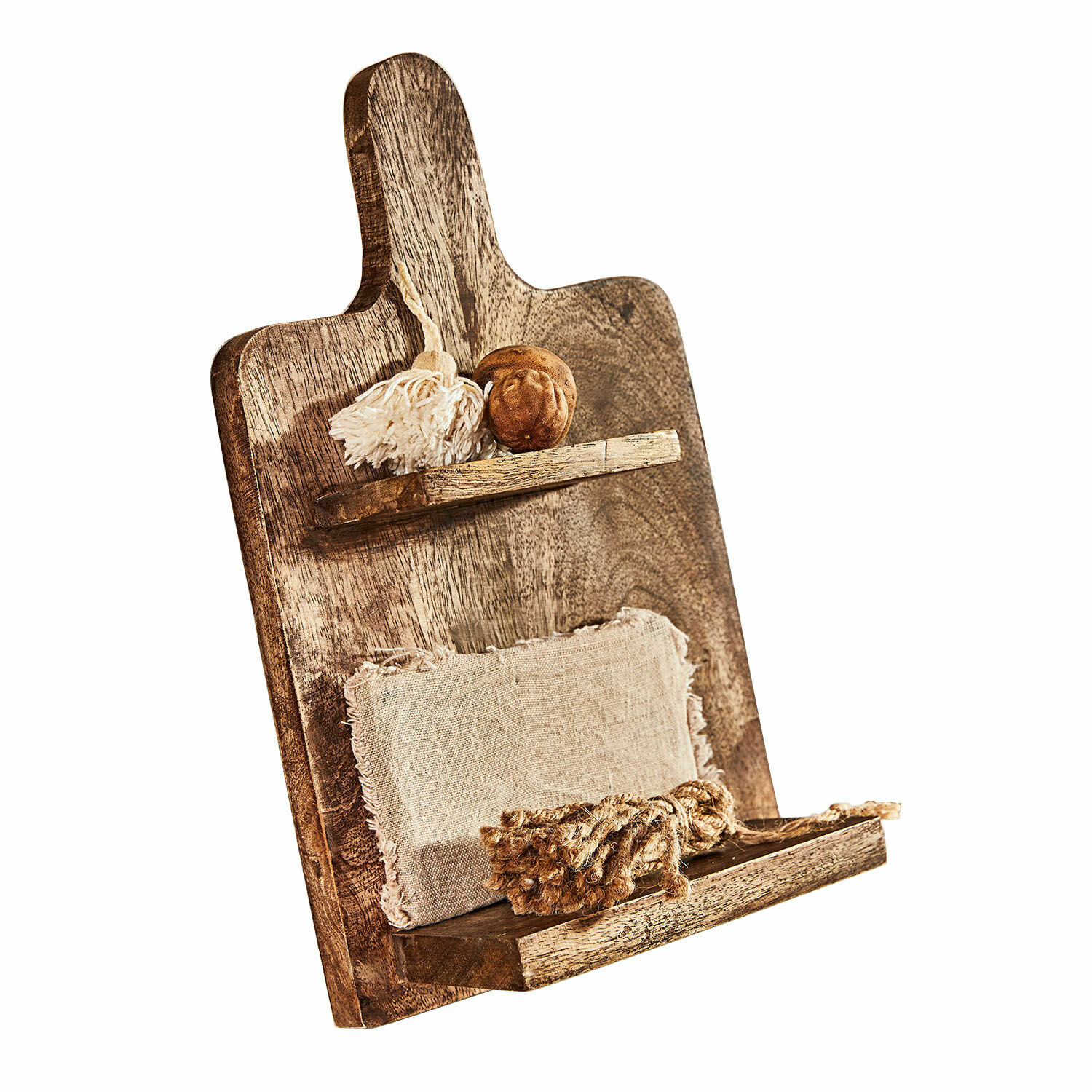 Estante de pared Novillard Tabla rústica de madera con estantes y decoraciones naturales para cocina o salón