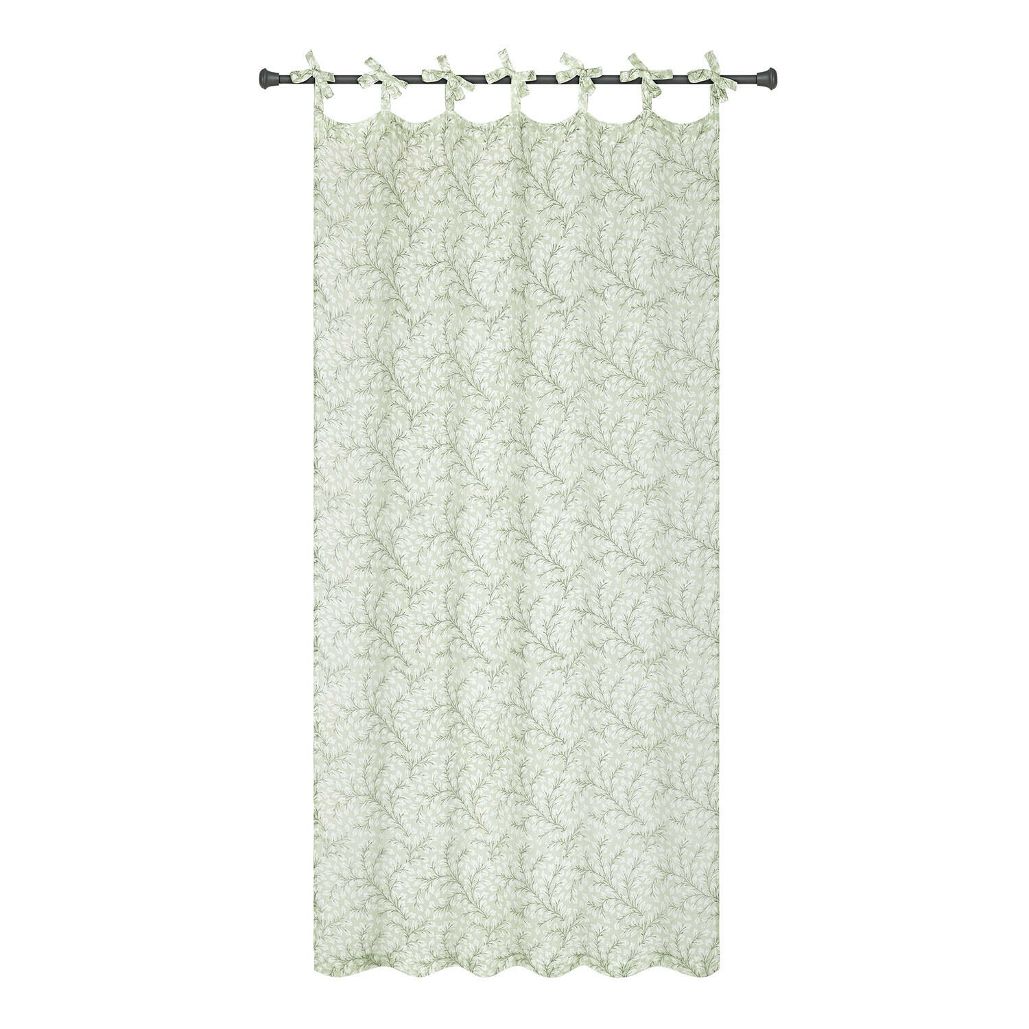 Cortina Norelline Cortina de algodón verde claro con delicado patrón vegetal, decoración para ventana