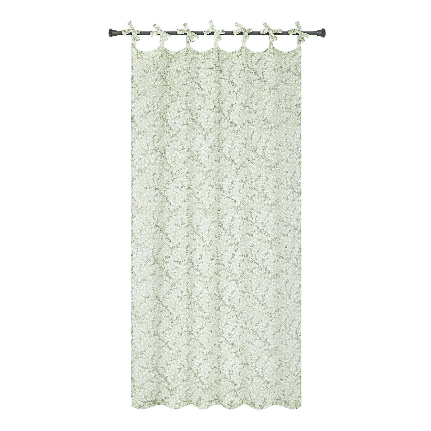Cortina Norelline Cortina de algodón verde claro con delicado patrón vegetal, decoración para ventana
