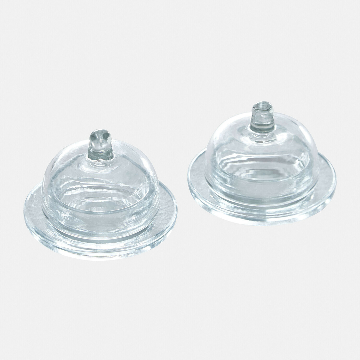 Set de 2 mantequeras Doraville Par de campanas de vidrio transparentes para platos, diseño minimalista para servir