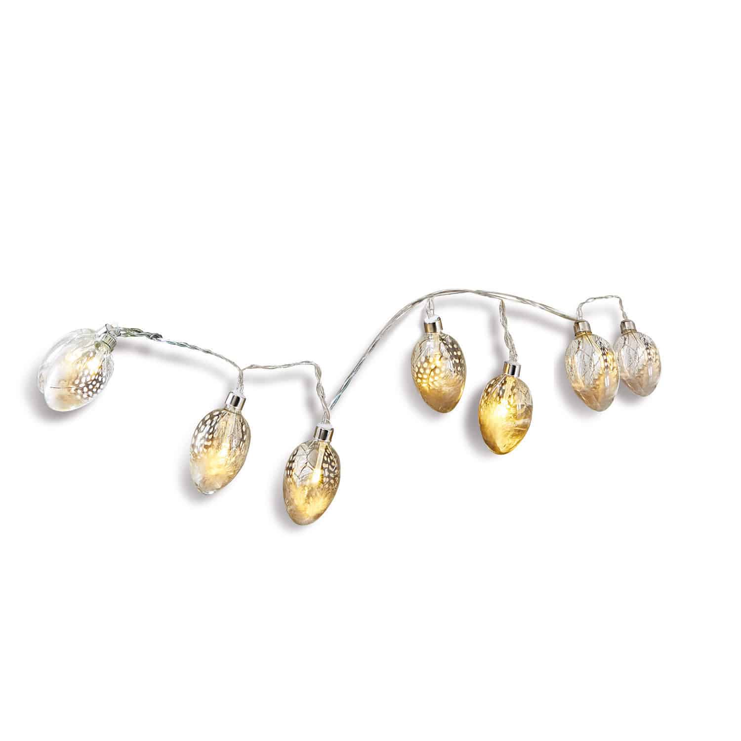 Luces de hadas Meleren Guirnalda decorativa de vidrio transparente en forma de huevo con luz cálida, adorno festivo