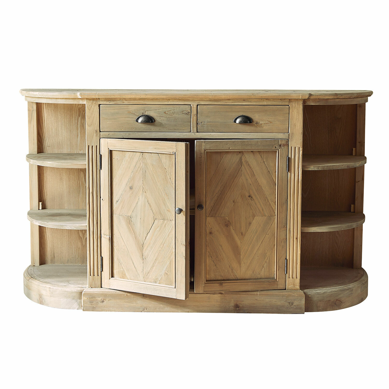 Cómoda Tressique Aparador de madera natural con cajones y estantes abiertos para almacenamiento en salón