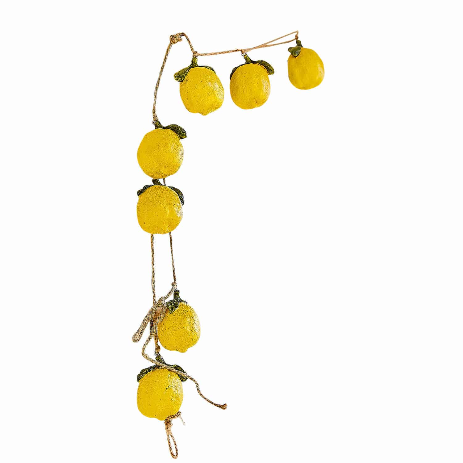 Guirnalda Palerina Guirnalda decorativa con limones amarillos de plástico colgados en cuerda para decoración interior