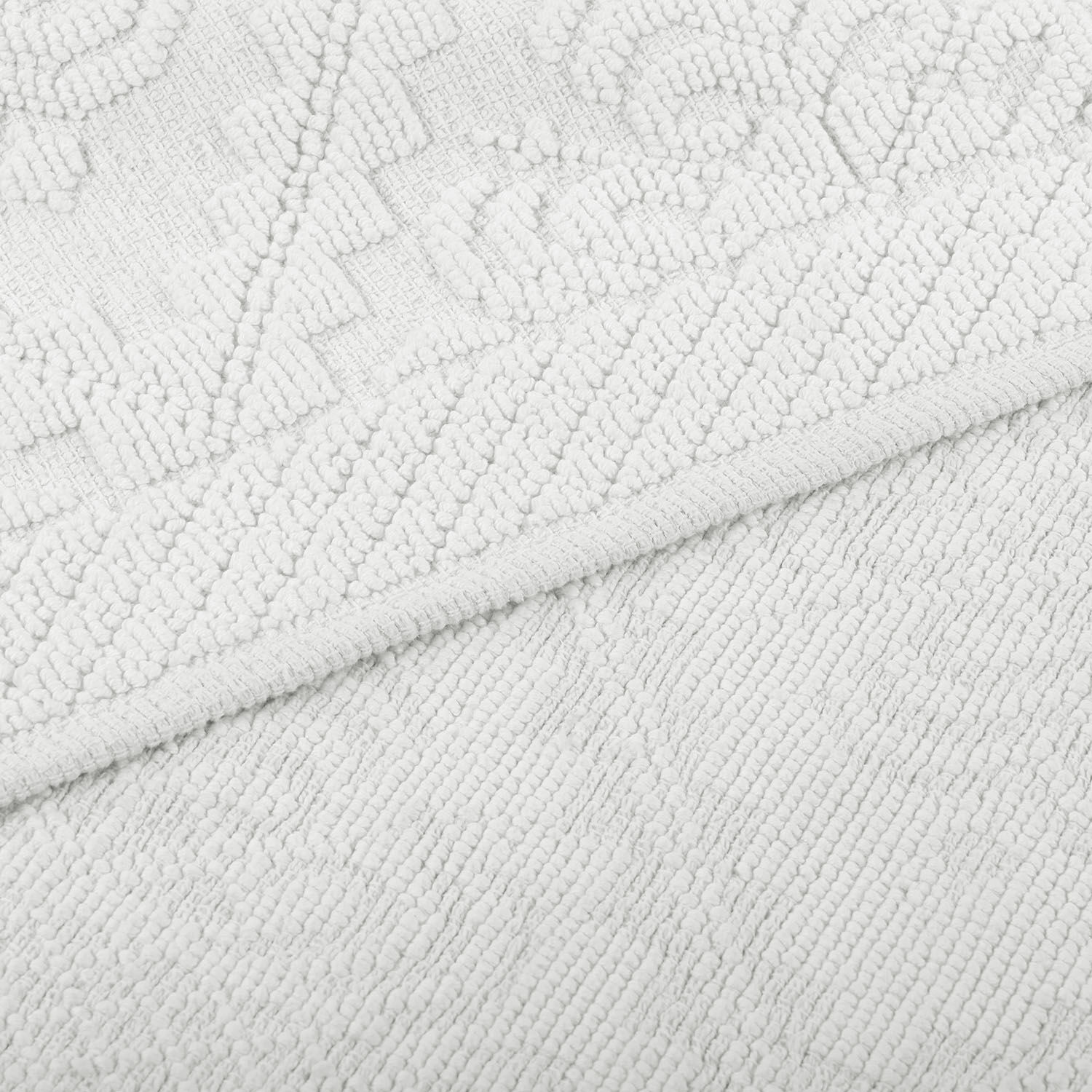 blanco Alfombrilla de baño blanca Mivorex de algodón suave con diseño sutil, antideslizante y absorbente