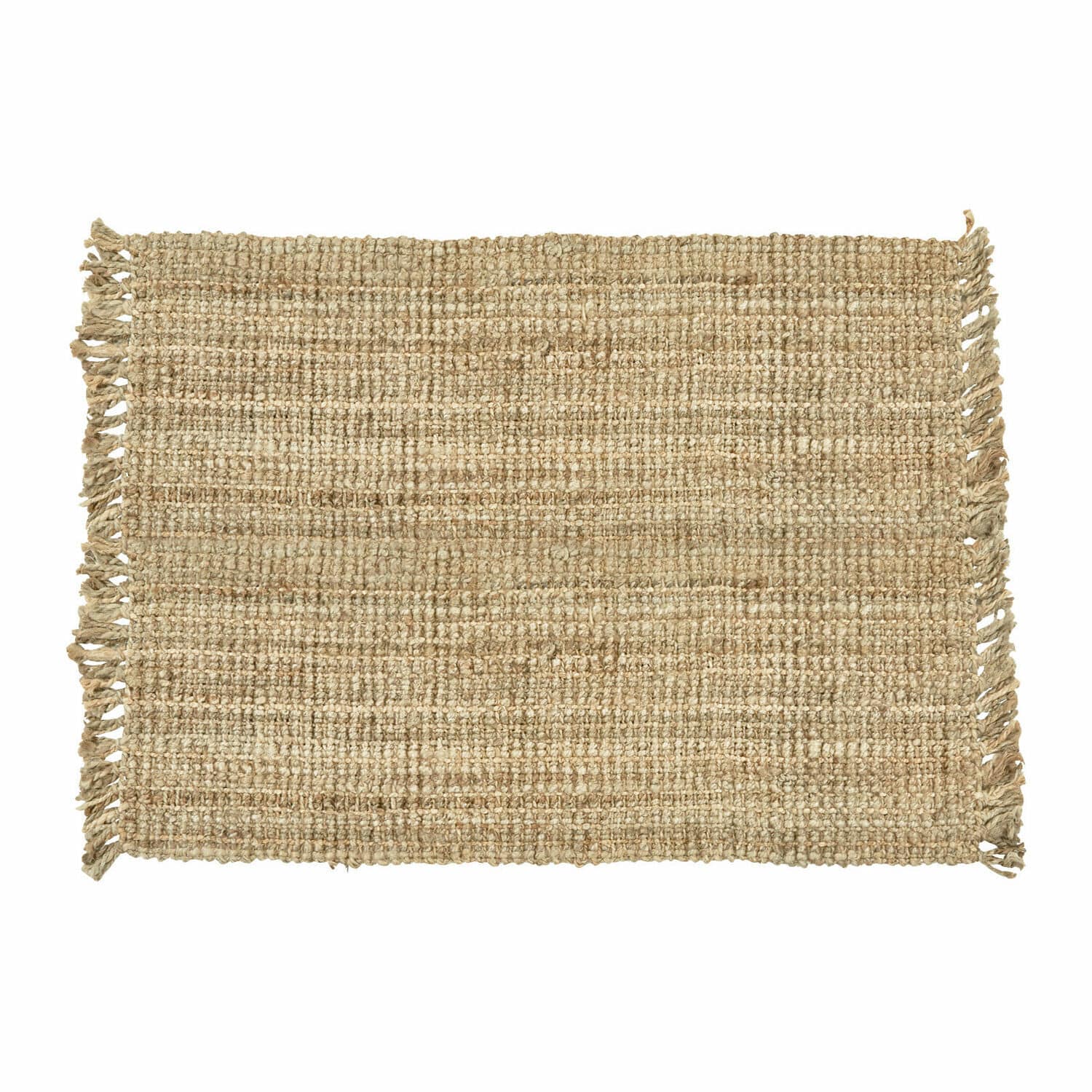 Alfombra Hermitage Alfombra de yute natural beige con flecos, ideal para decoración y confort en interiores