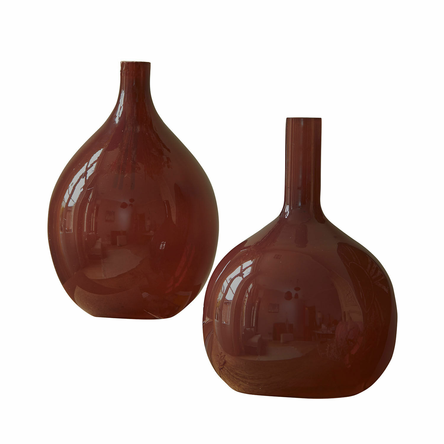 burdeos Conjunto de dos jarrones de cerámica Erlunda en color burdeos para decoración interior