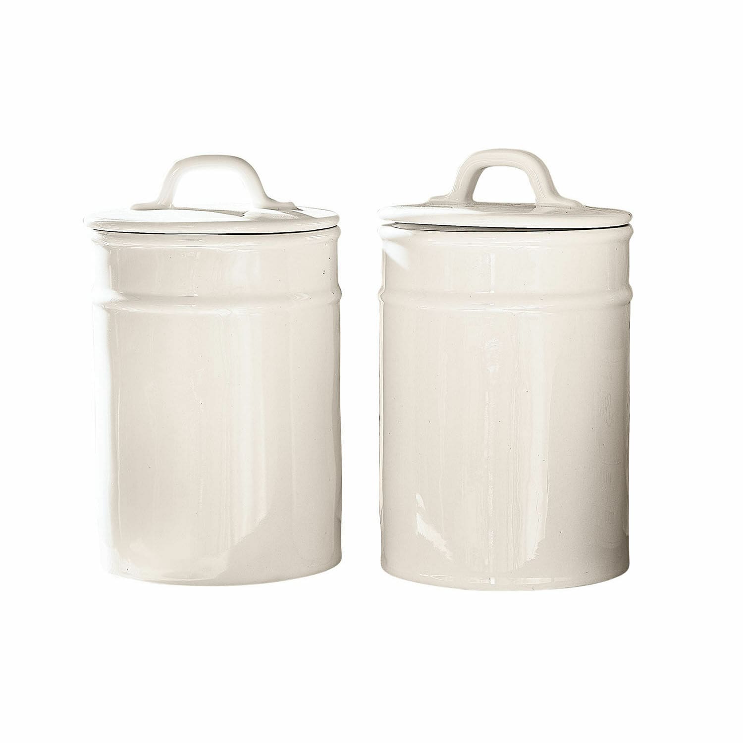 Set de 2 recipientes de cerámica blanca Civelox para almacenamiento en cocina