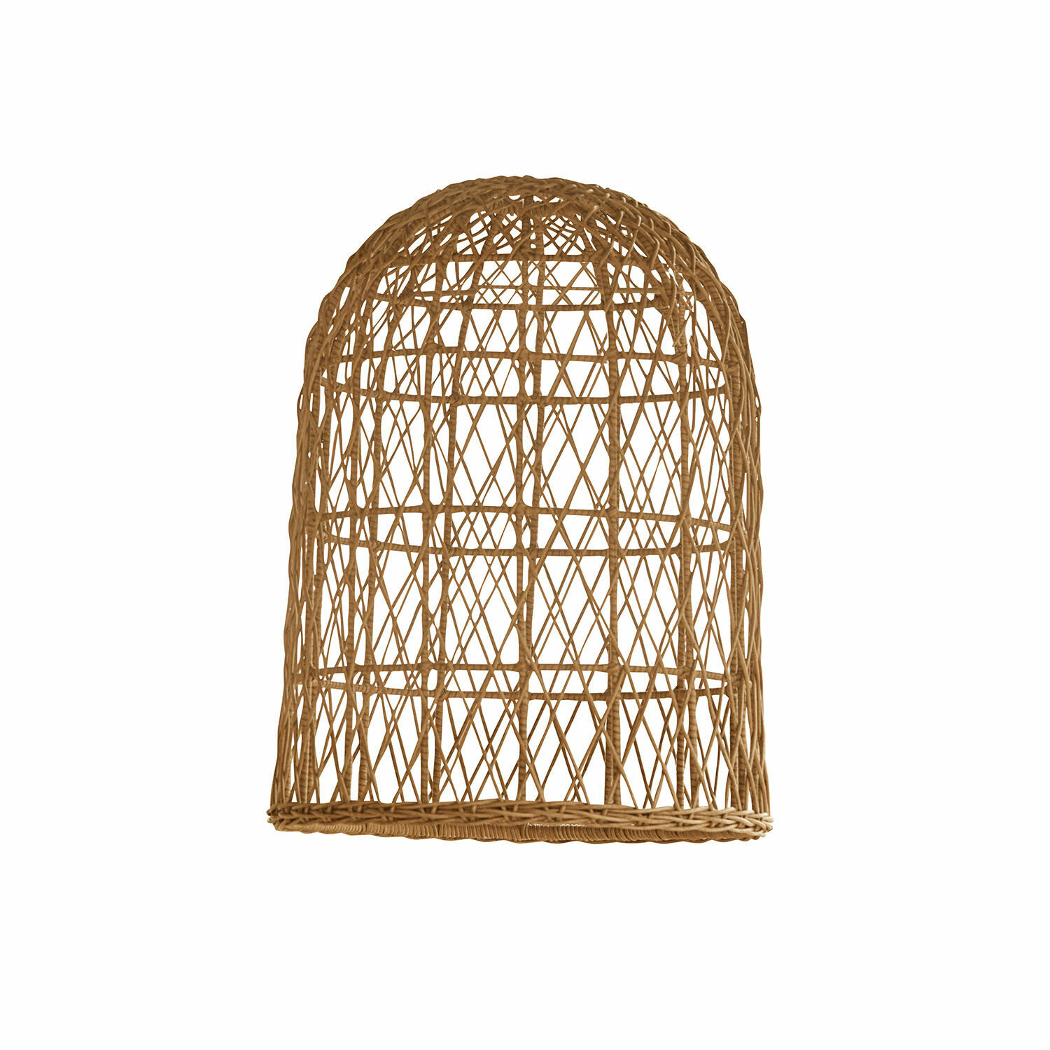 Pantalla decorativa de ratán natural en color marrón, ideal para lámparas colgantes, estilo bohemio