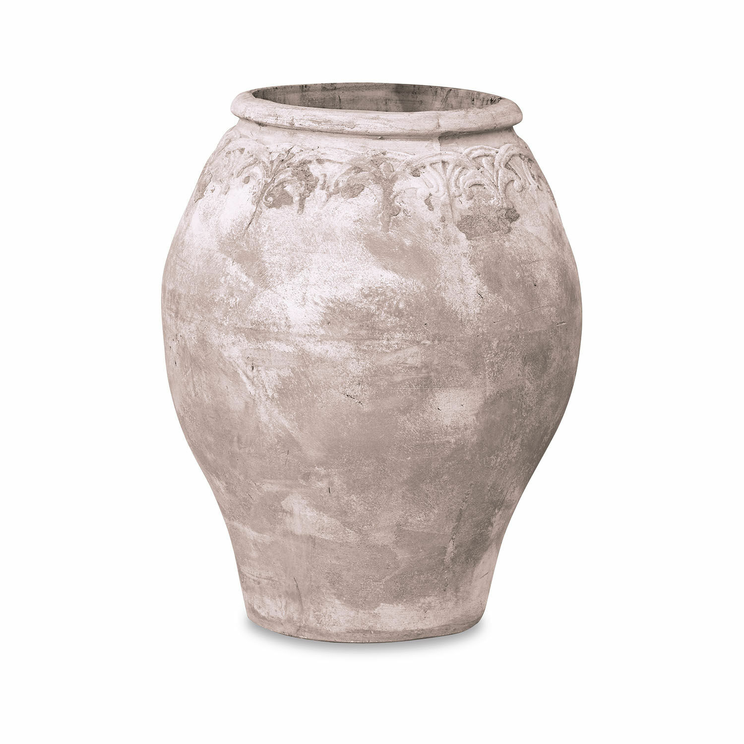 Tinaja Donneville Jarrón grande de cerámica gris con delicados adornos en la parte superior, decoración para interiores