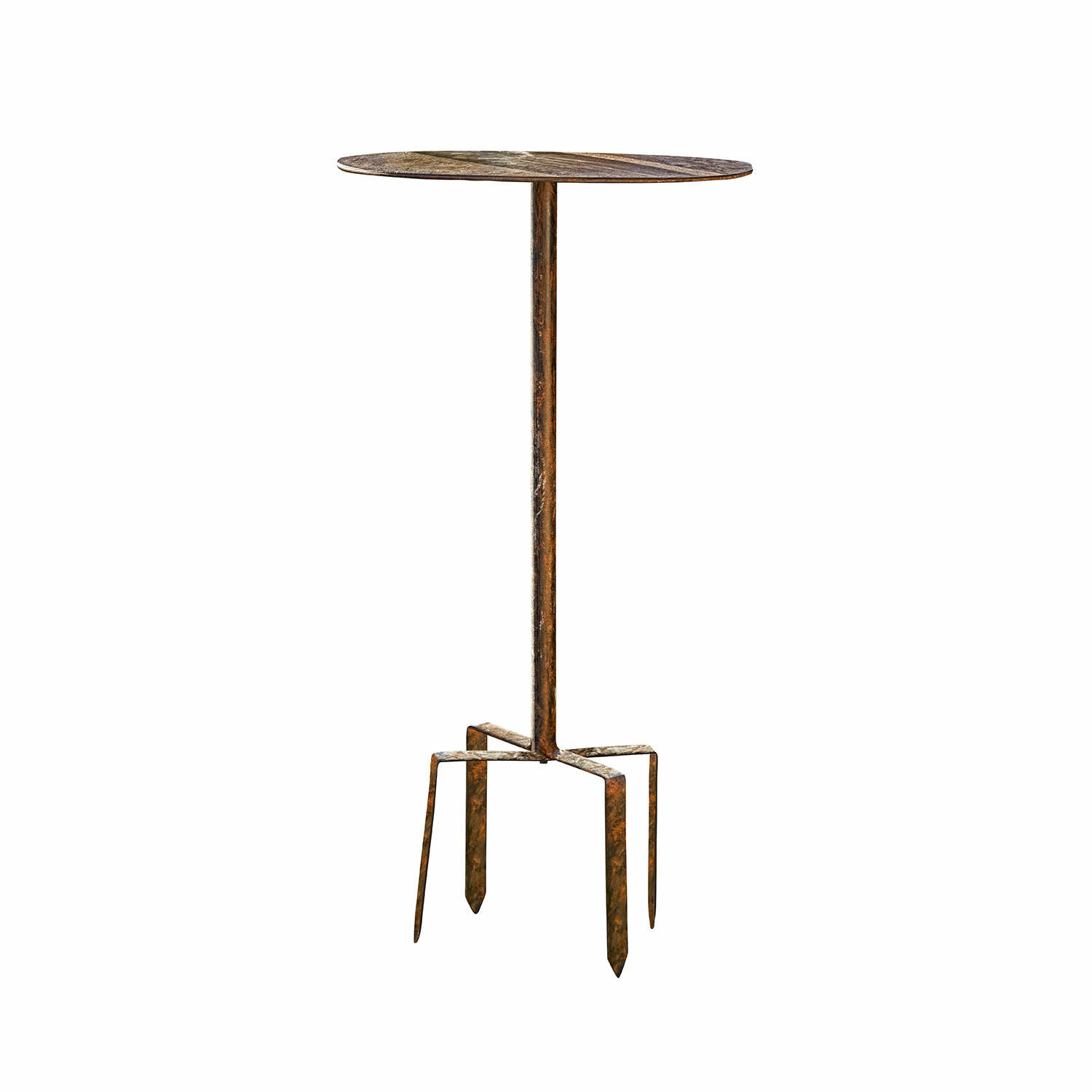 marrón Mesa auxiliar Fermont de metal marrón con diseño industrial, ideal para lofts y jardines