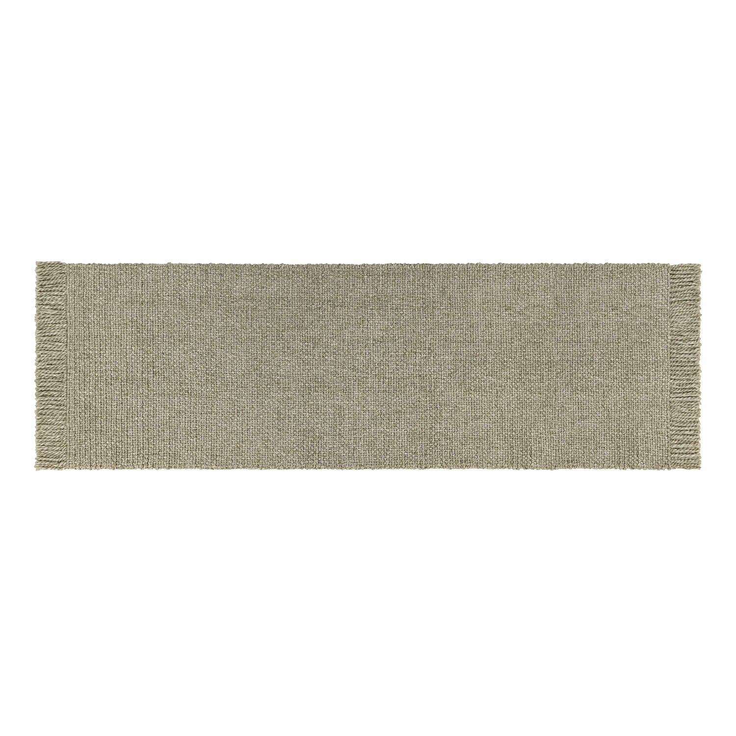 Camino de mesa beige de tela natural con flecos, decoración rústica para comedor