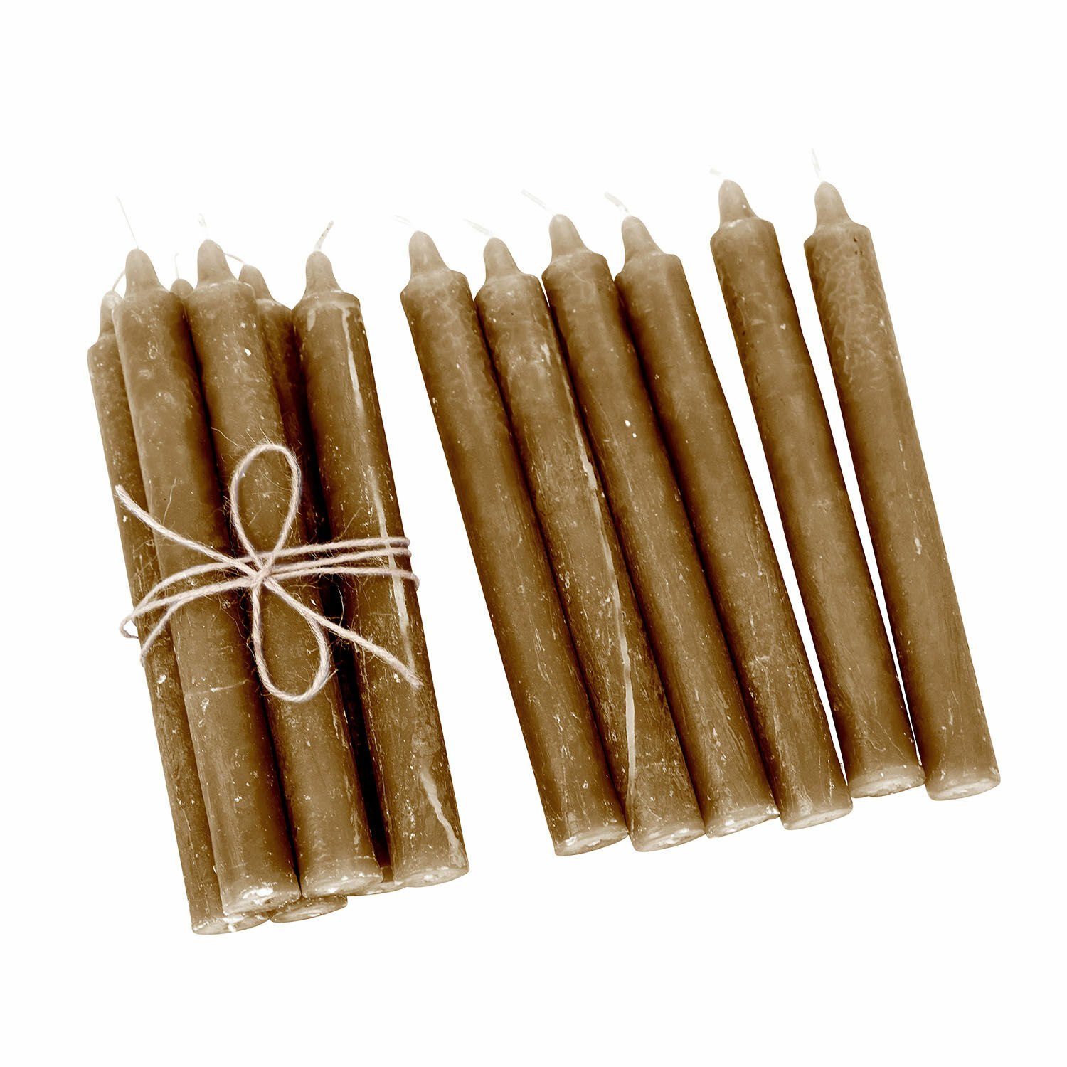 marrón claro Set de 12 velas Bauceau de cera color marrón claro para decoración y ambiente interior