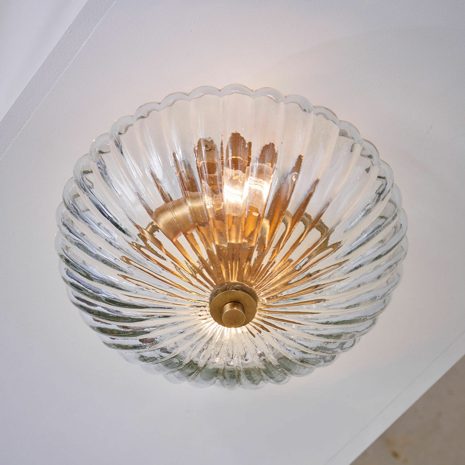 Lámpara de techo Druaila Plafón de cristal con soporte metálico amarillo, lámpara decorativa para techo interior
