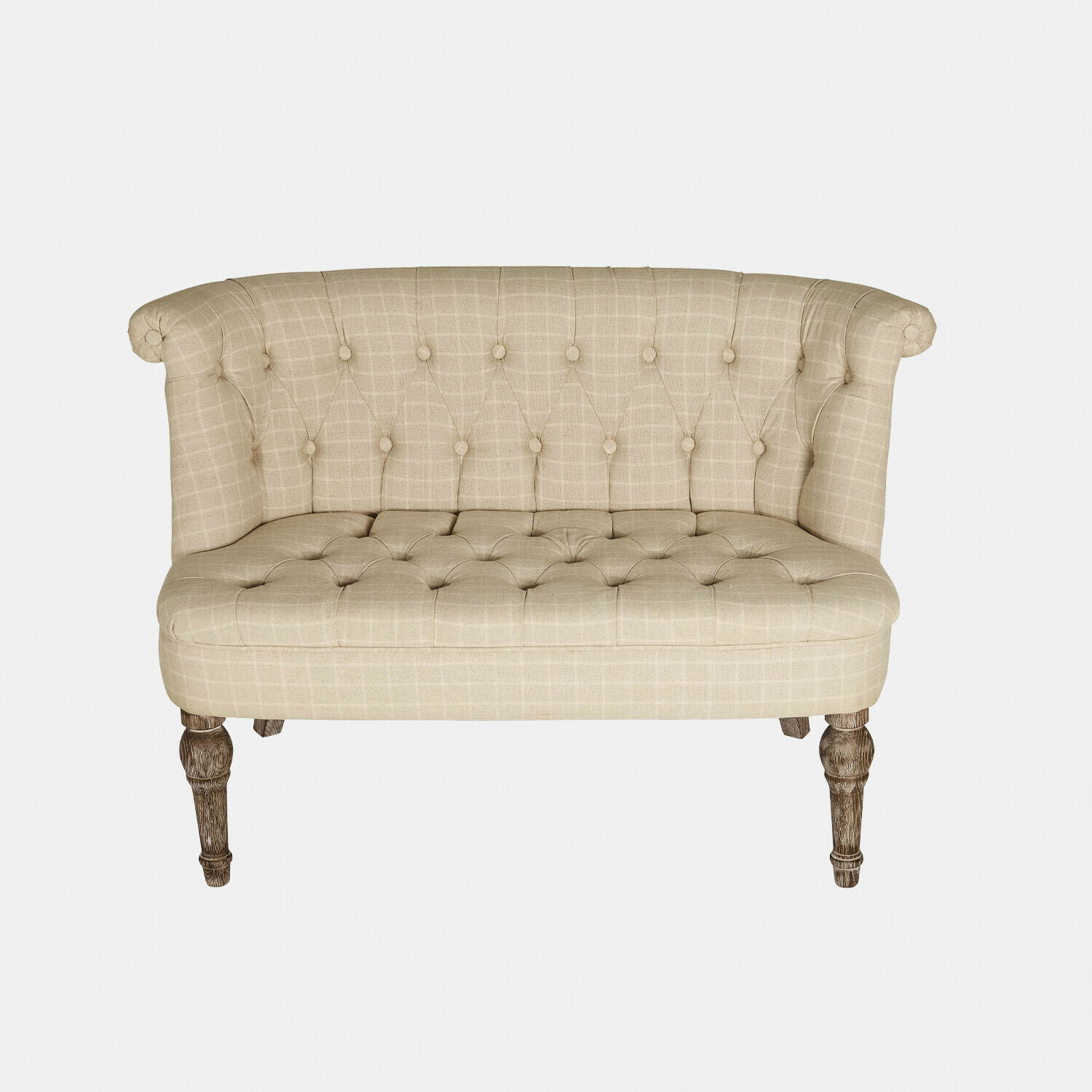 beige Sofá beige Weralin de tela a cuadros con patas de madera, elegante para salón