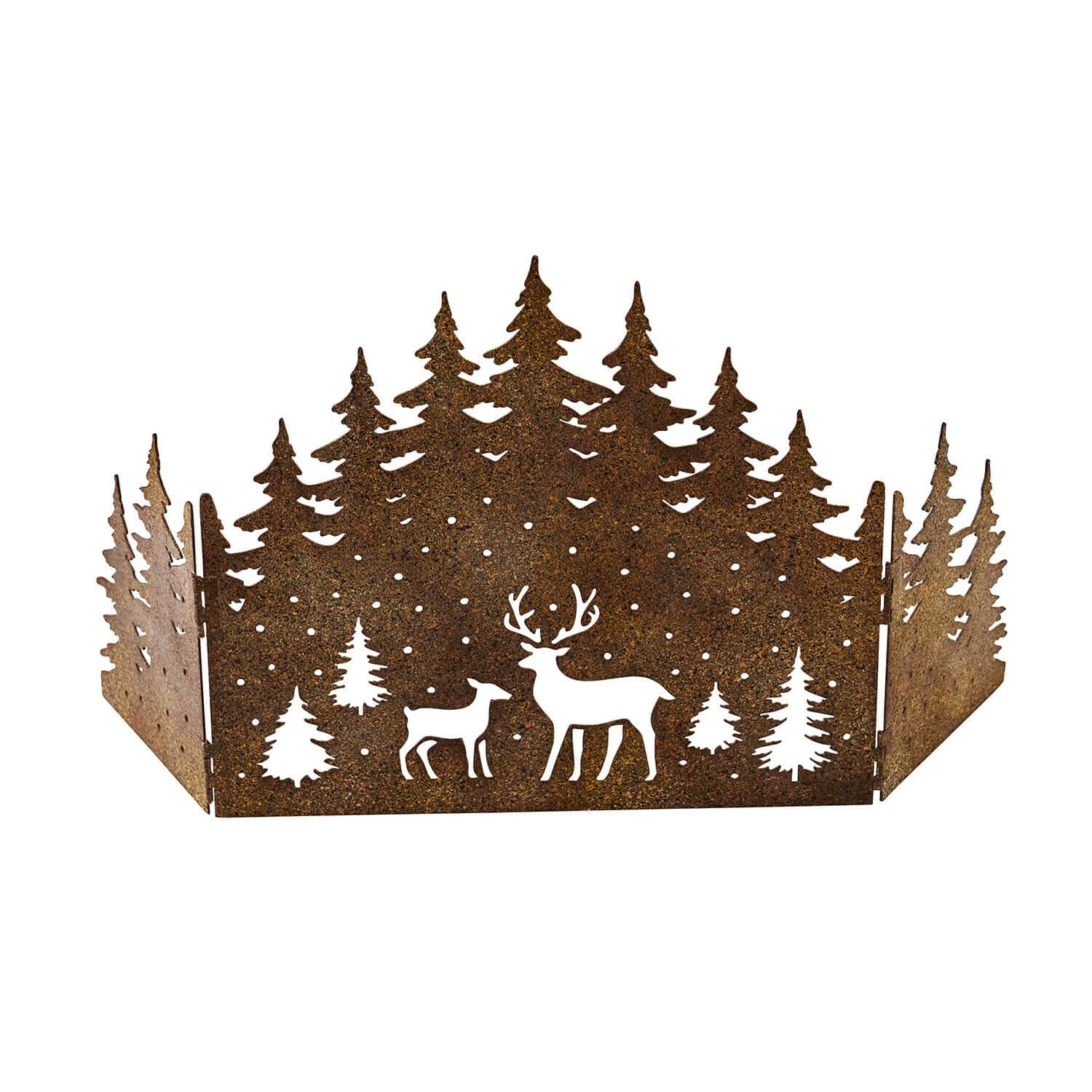 Bosque decorativo Solenda Panel decorativo de metal oxidado con diseño de bosque y ciervos, decoración rústica para interiores y Navidad