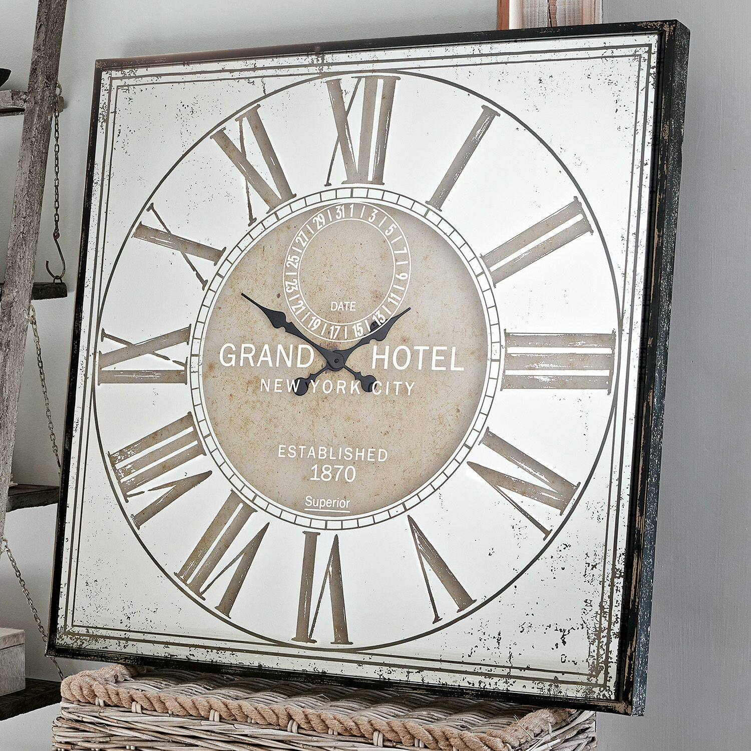 Reloj Mirads Reloj de pared cuadrado de metal con números romanos en estilo vintage elegante