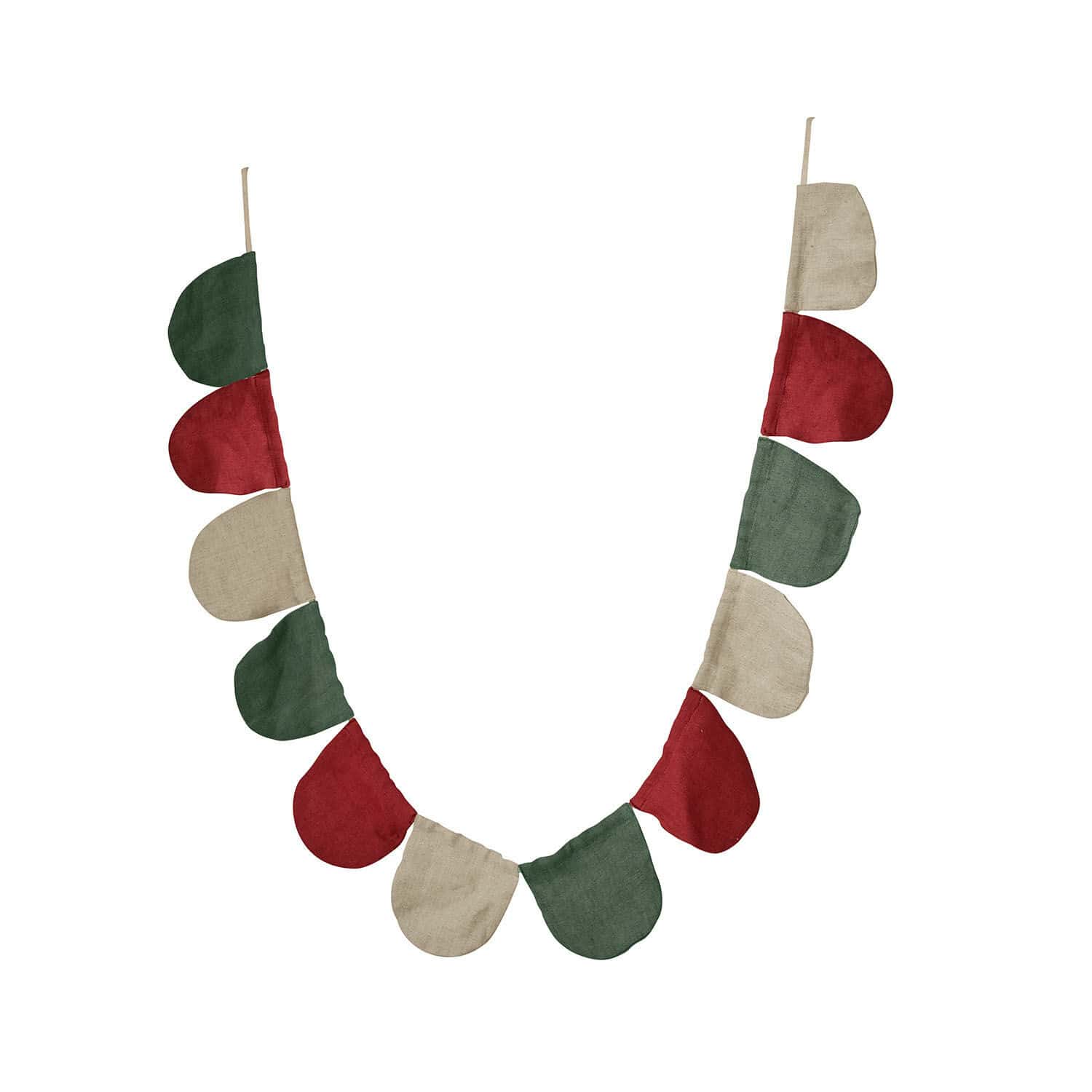 Guirnalda de banderines Eirun Guirnalda decorativa de algodón en verde, rojo y beige para decoración de interiores