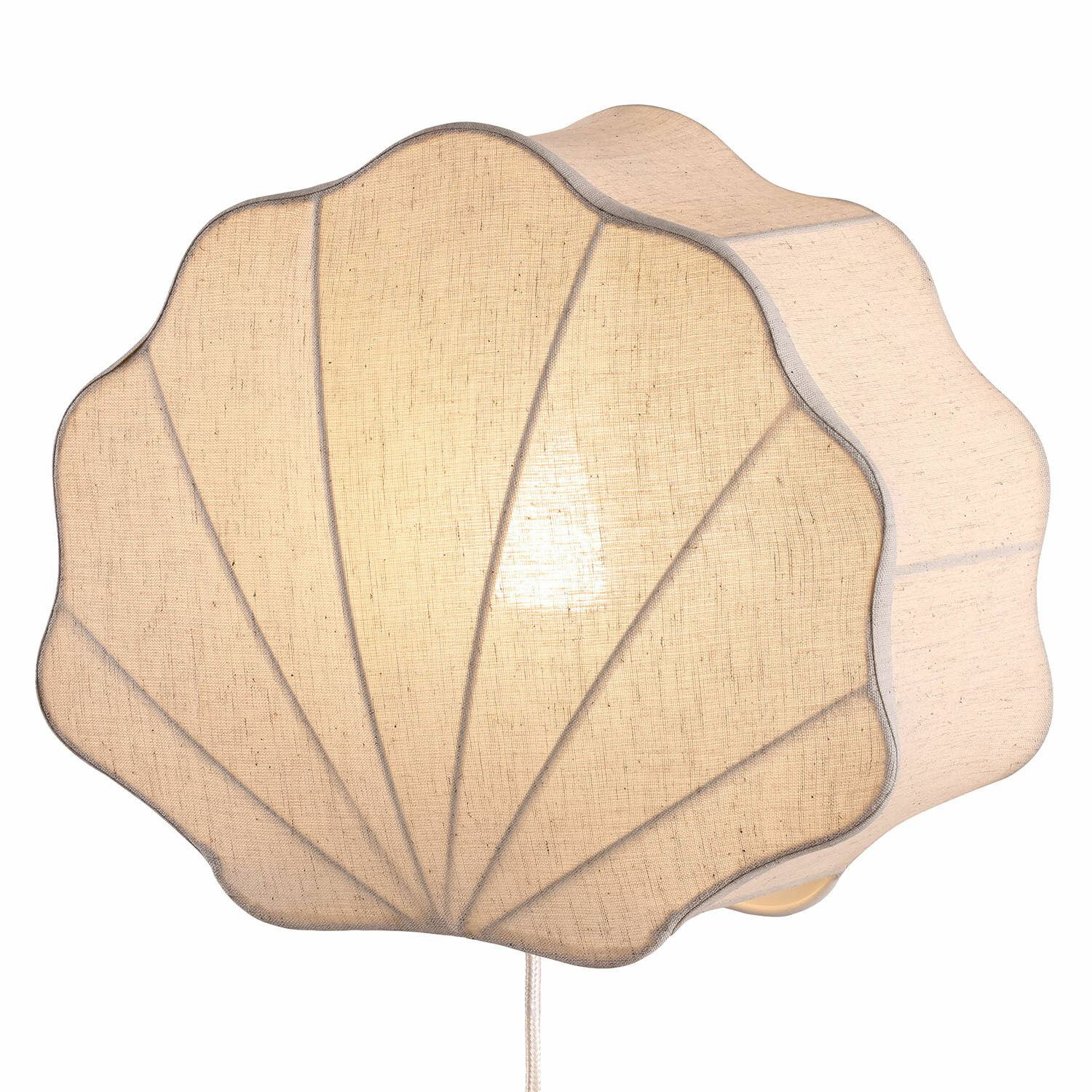 Lámpara de pared Vellaro Lámpara de pared con forma de concha en tela beige, lámpara decorativa para salón o dormitorio