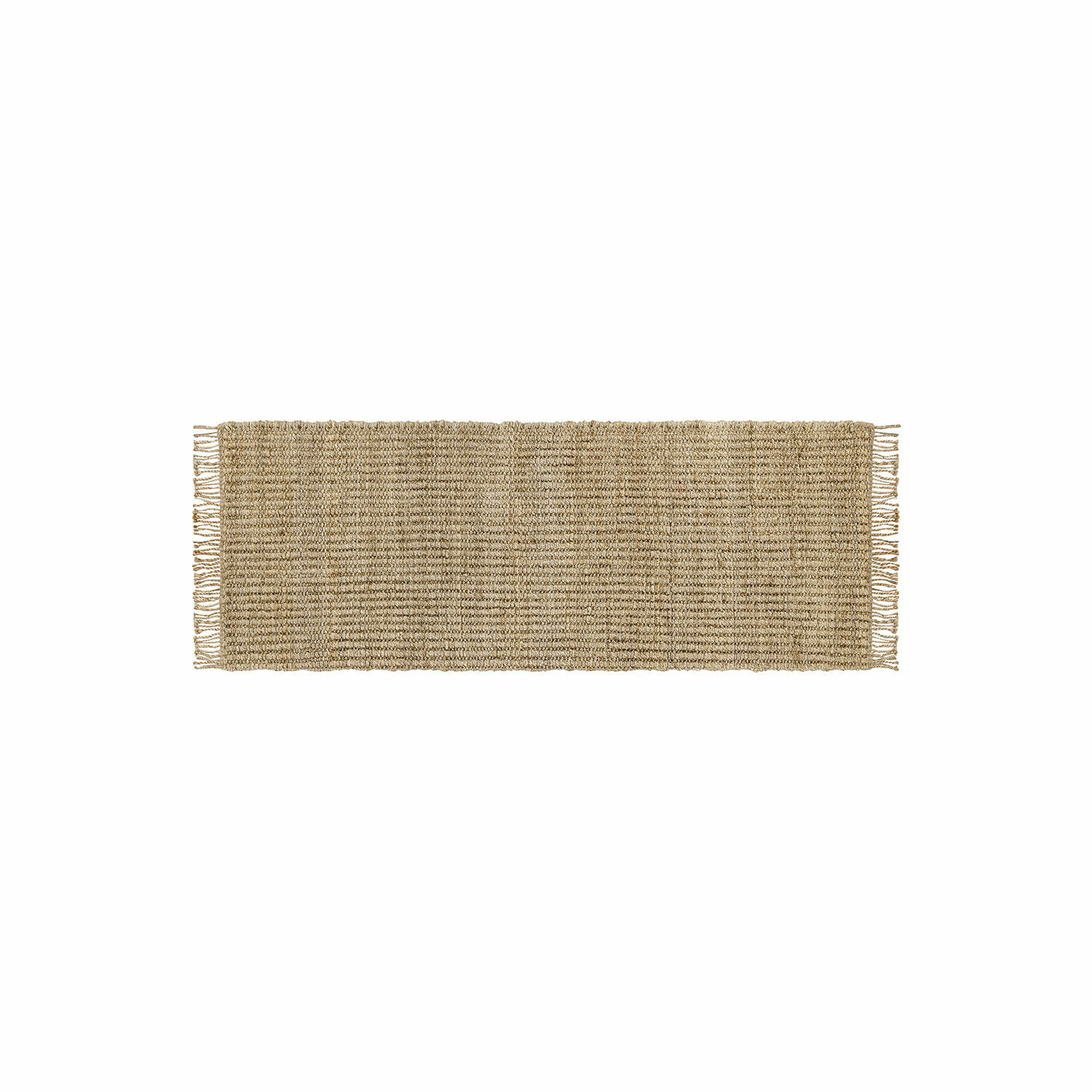 Alfombra Hermitage Alfombra beige de yute con flecos en los lados, material natural para decoración interior