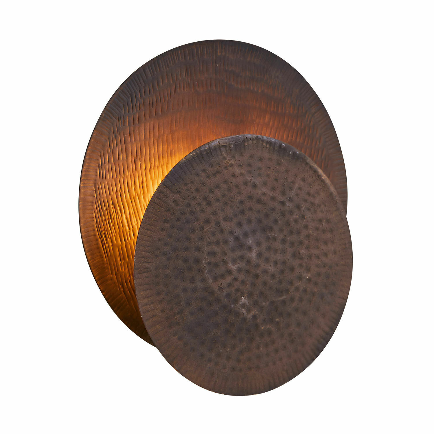 Lámpara de pared Tahmoh Lámpara de pared decorativa de metal oxidado con luz cálida y textura martillada