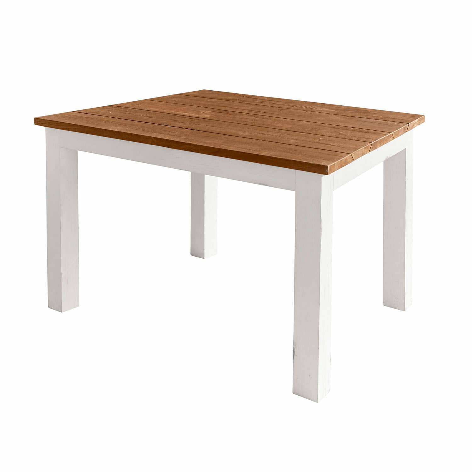 Mesa Kirkdale Mesa con tablero de madera natural y patas blancas, mueble para comedor o salón