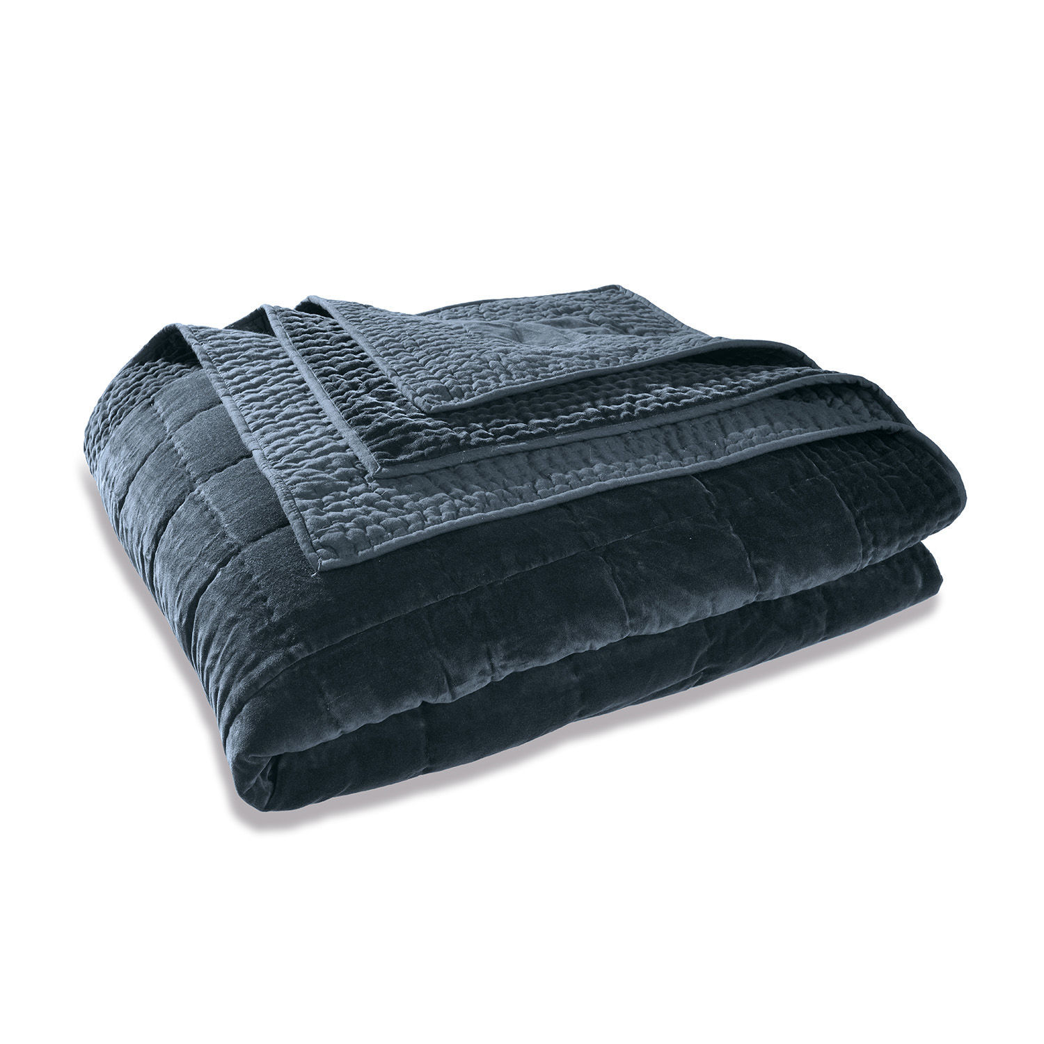 Colcha Arasta Colcha acolchada azul oscuro de material suave, doblada para dormitorio
