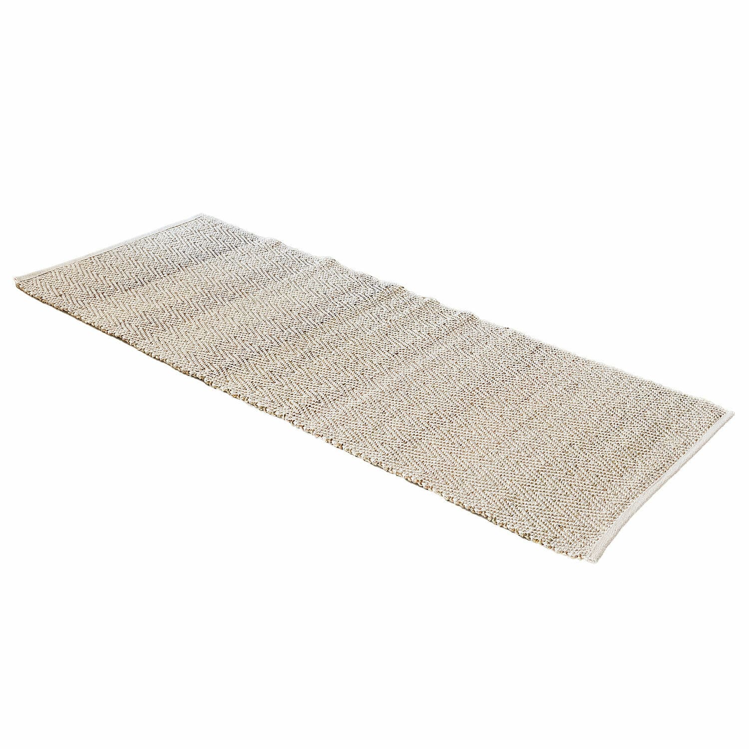 Alfombra beige de tela con patrón de espiga, decorativa y práctica para interiores