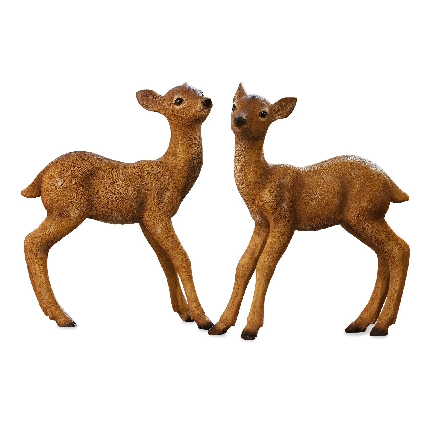 Set de 2 cervatillos Plantis Dos figuras de ciervos marrones de plástico para decoración interior y exterior