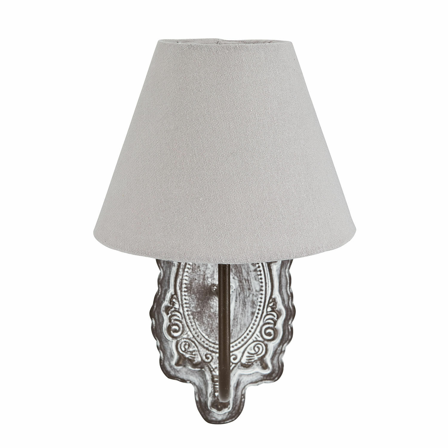 Lámpara de pared Abondant Aplique de pared con base metálica y pantalla de tela gris para iluminación interior