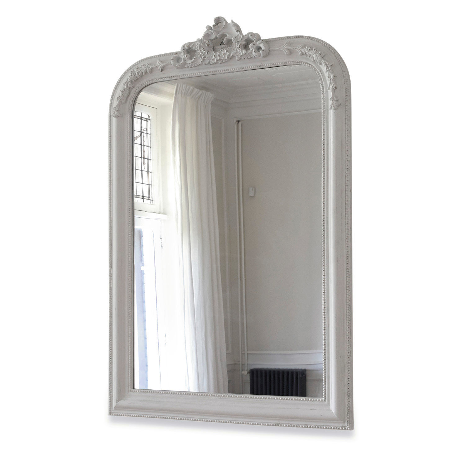 Espejo Aubais Espejo de pared blanco con marco de madera decorativo estilo vintage para decoración interior