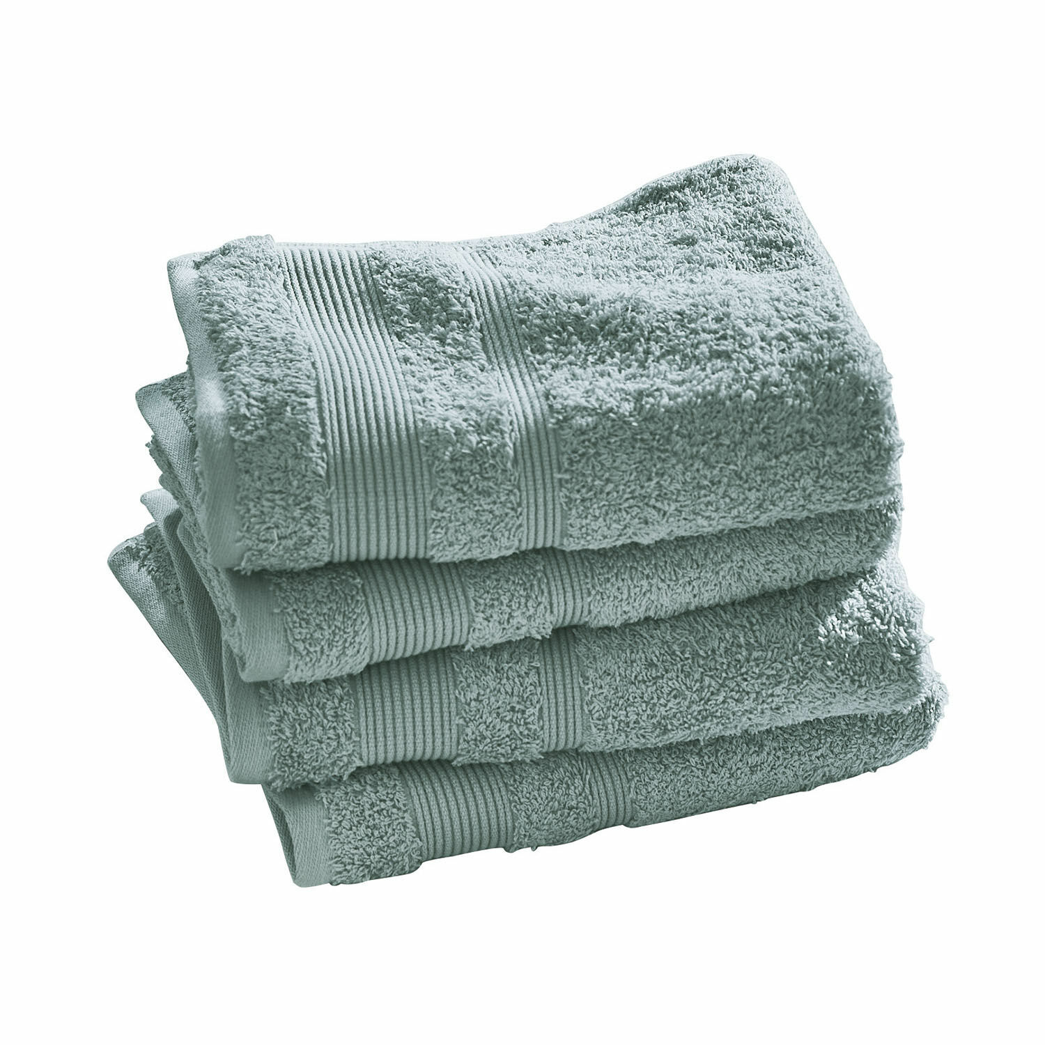 Set de 4 toallas Bourogne Toallas de algodón suaves en gris claro, ideales para baño y uso diario