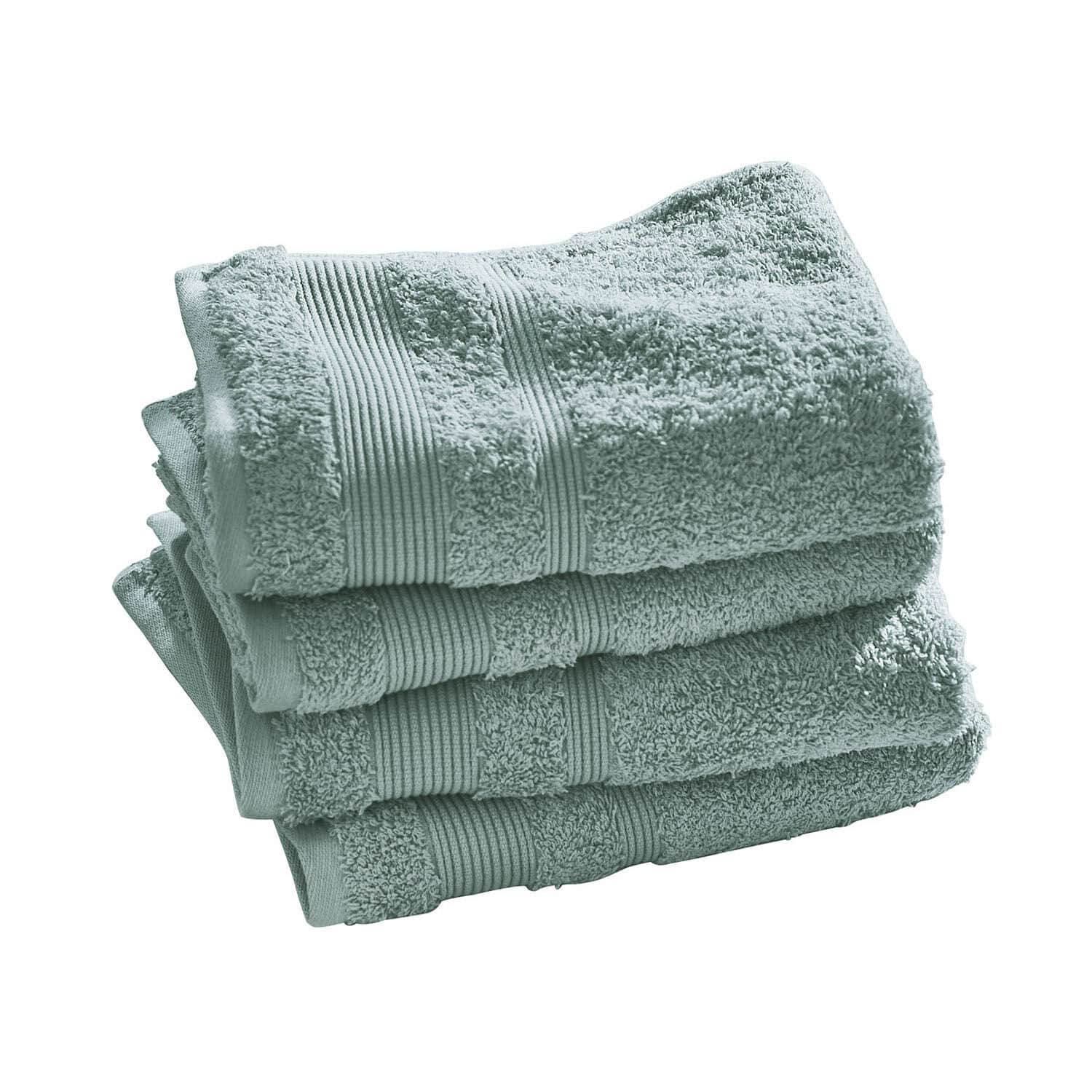 Set de 4 toallas Bourogne Toallas de algodón suaves en gris claro, ideales para baño y uso diario