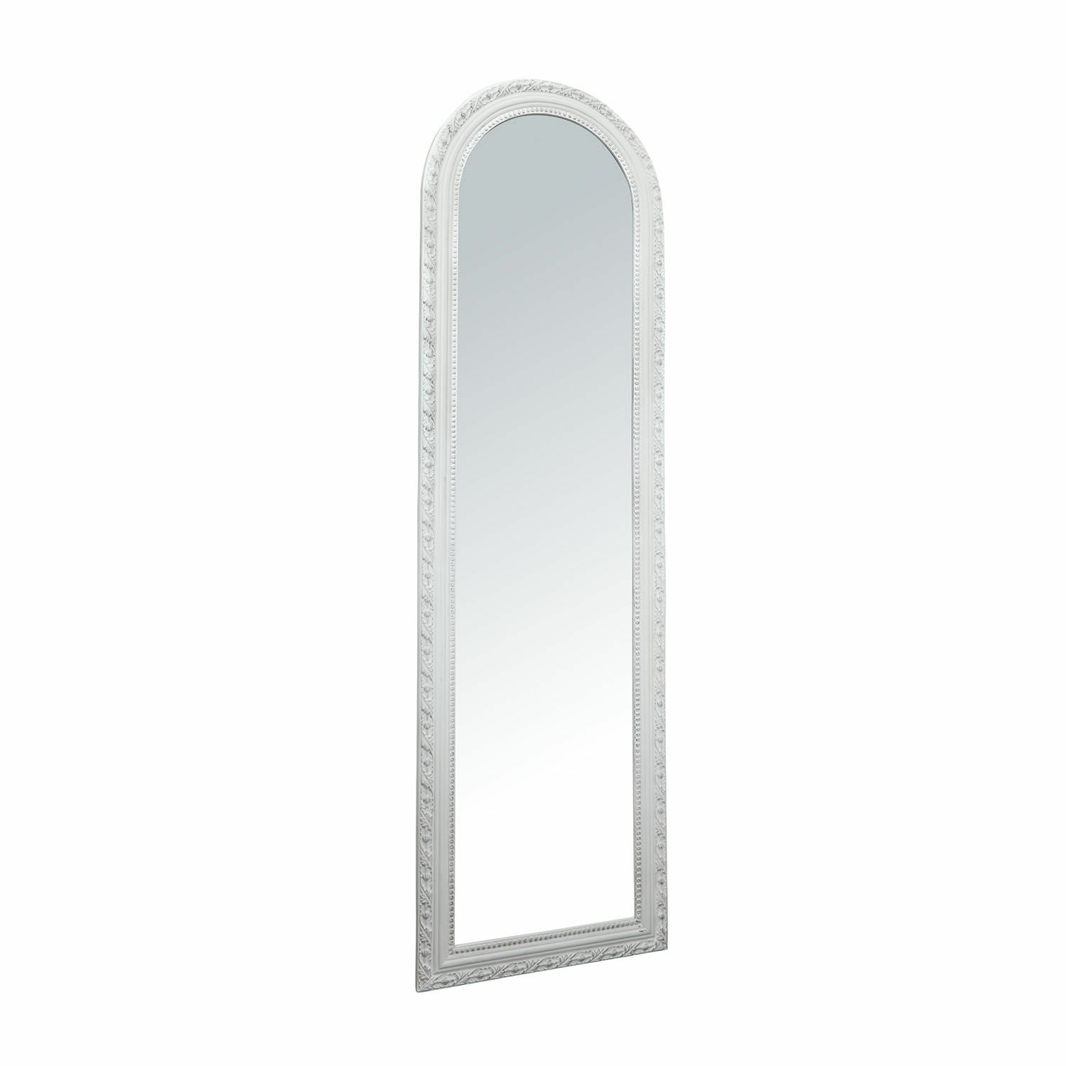 Espejo alto de pie con marco blanco decorativo, espejo decorativo para el hogar