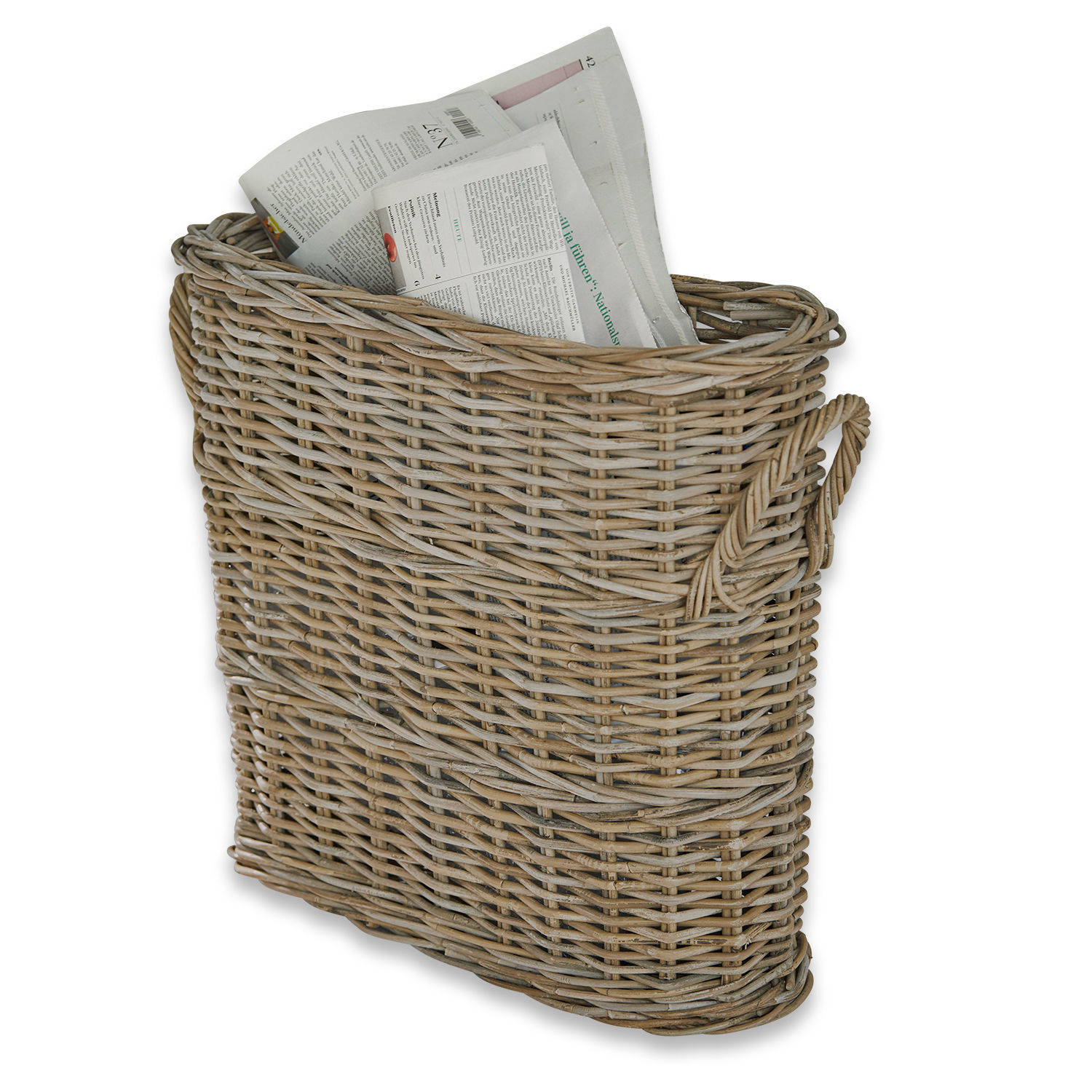 Cesta Numenar Cesta para periódicos de mimbre en color natural, organizador práctico para el hogar