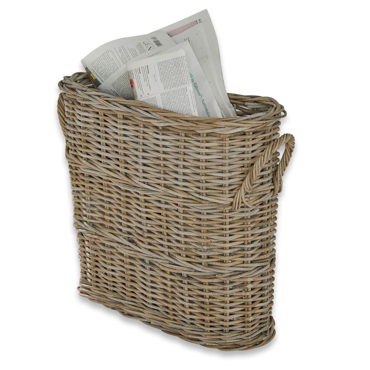 Cesta Numenar Cesta para periódicos de mimbre en color natural, organizador práctico para el hogar