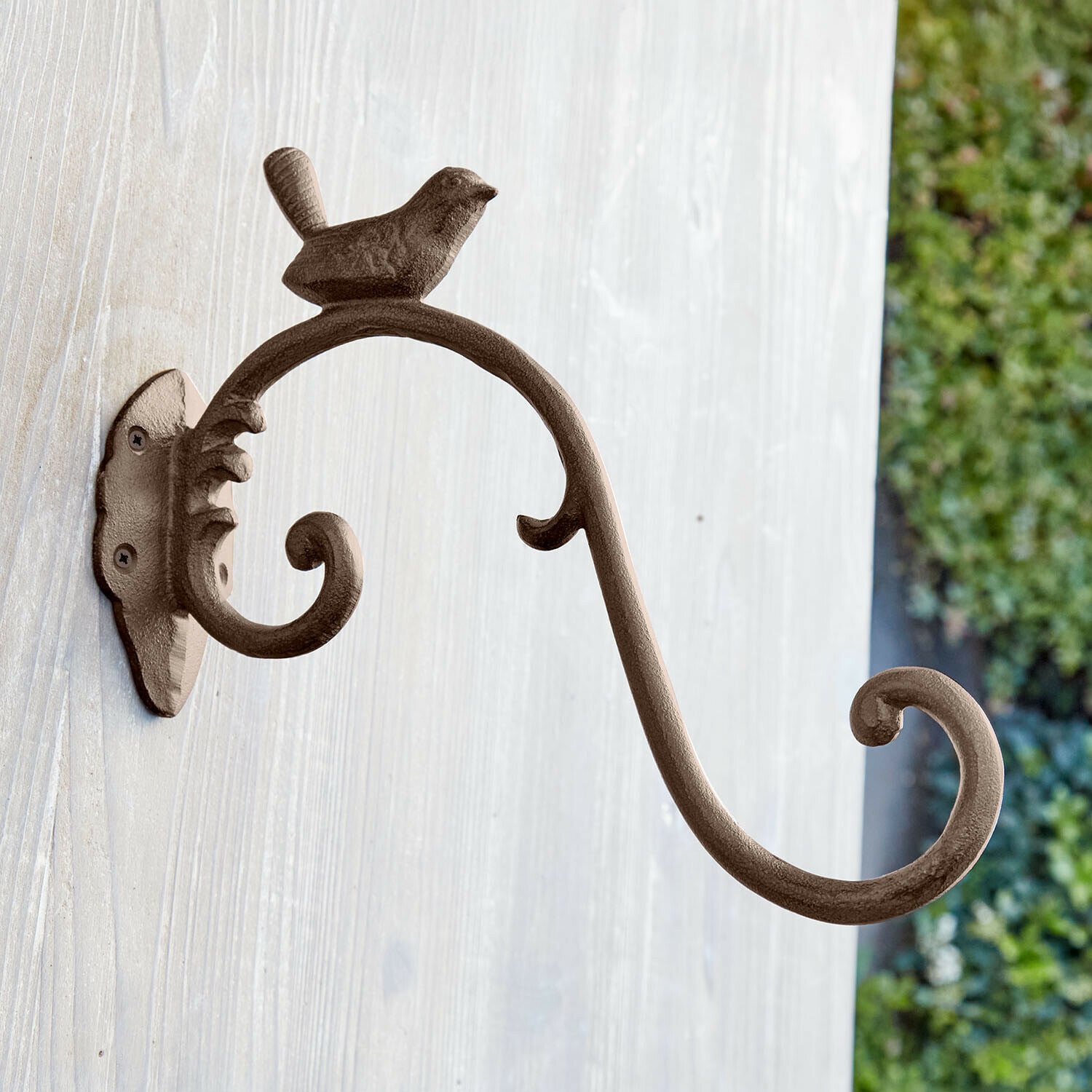 Gancho de pared Grelonne Perchero de pared de metal marrón con pájaro decorativo y brazo curvado para colgar objetos