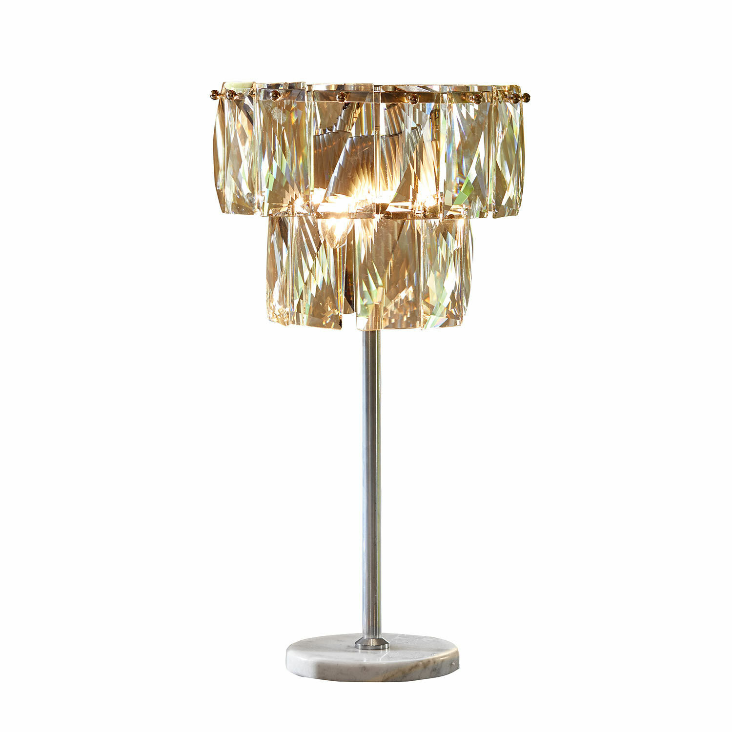 Lámpara de mesa con pantalla de cristal y base de mármol, estructura metálica, lámpara decorativa para salón