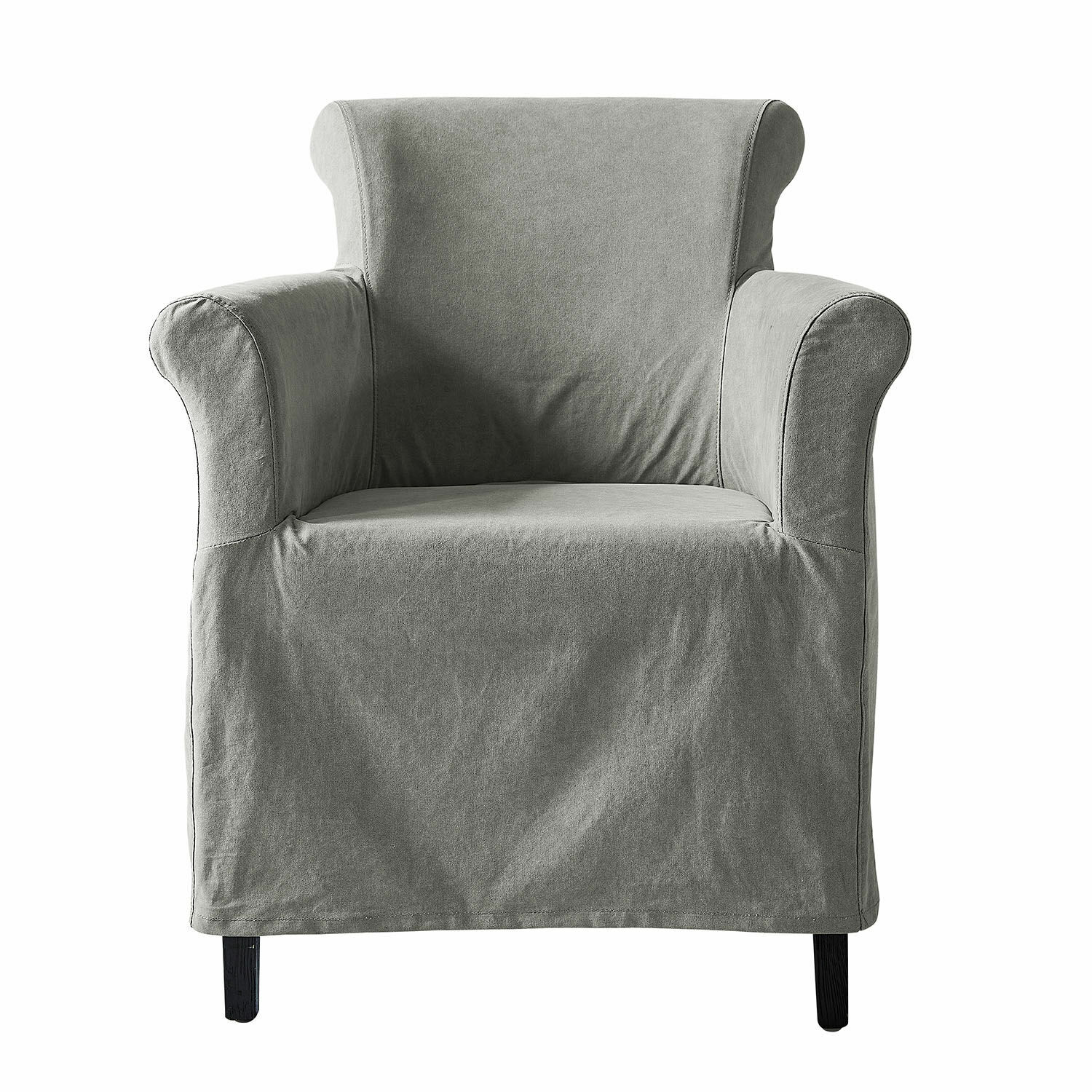 gris Sillón Chantellese gris de tela con patas negras para sala de estar cómoda