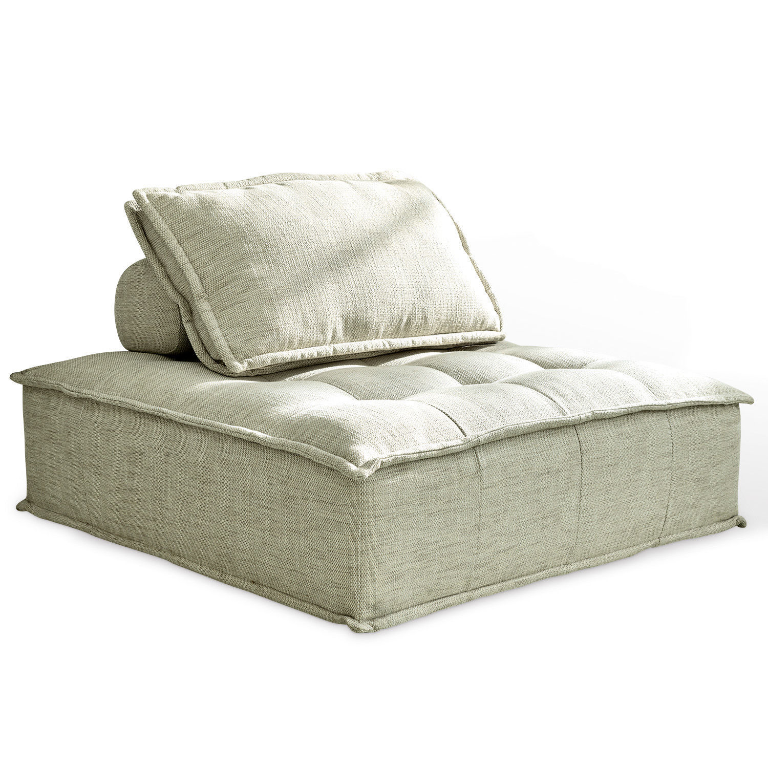 verde Sofá Tesshill verde claro de tela, asiento cómodo para salón, mueble moderno para descanso
