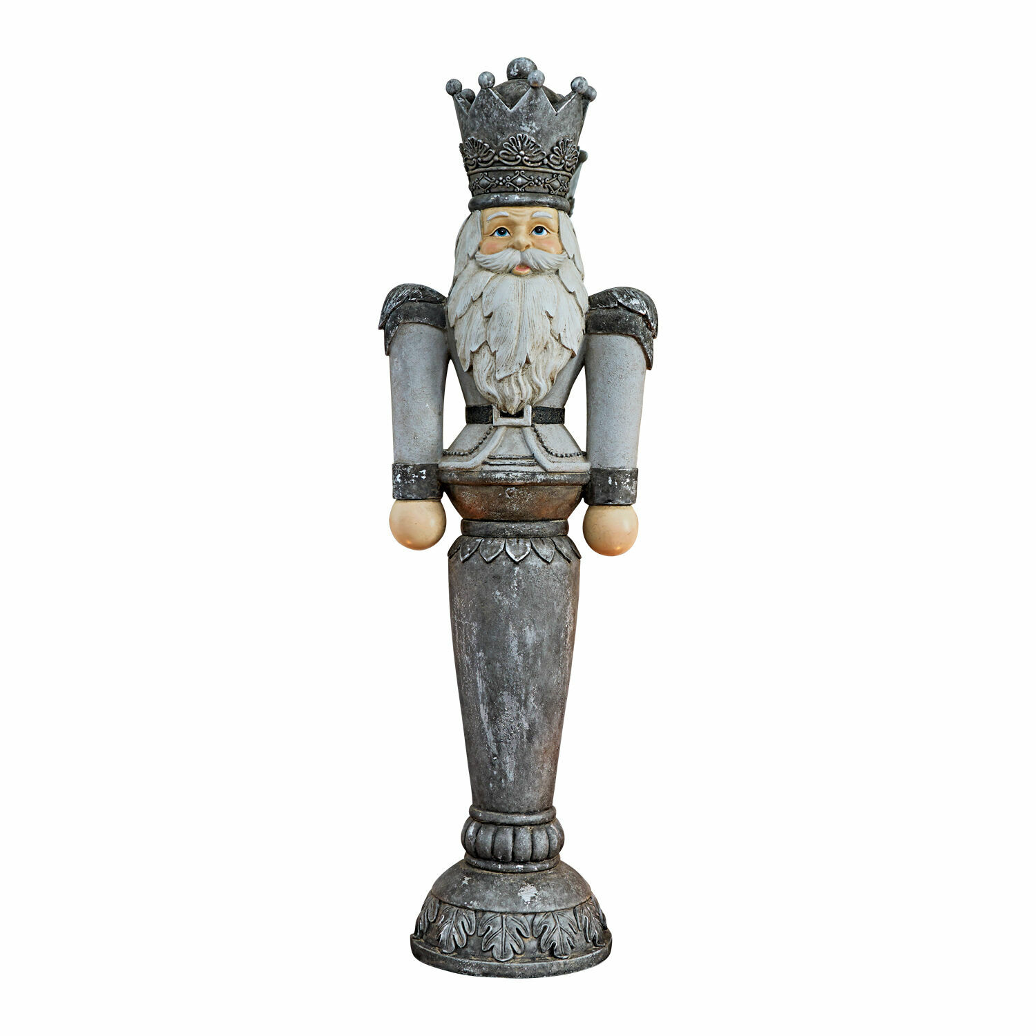 Figura decorativa Carter Figura de cascanueces de metal en tonos gris y beige, decoración navideña clásica