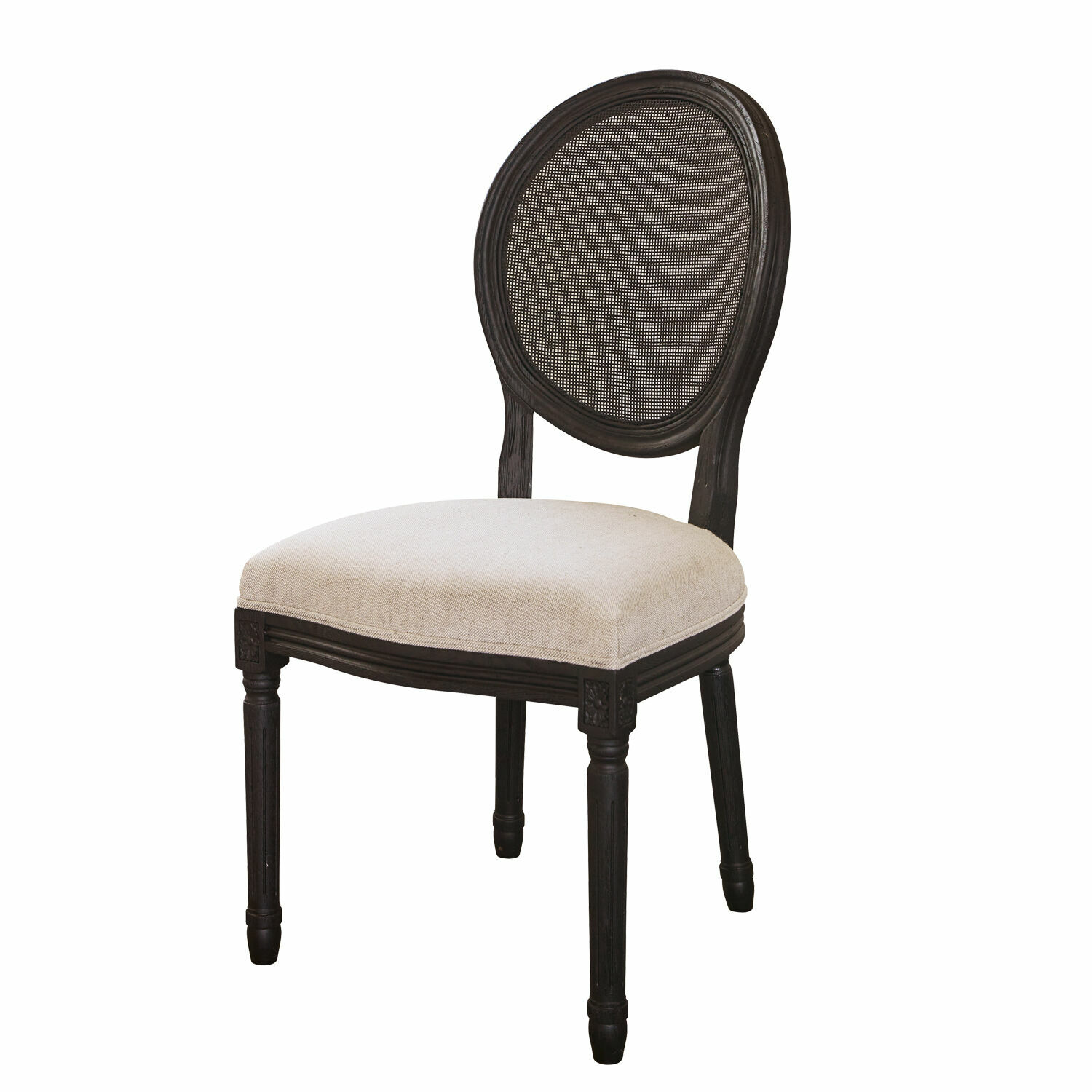 negro/blanco Silla Danube de madera negra con asiento blanco, diseño clásico para salón y comedor