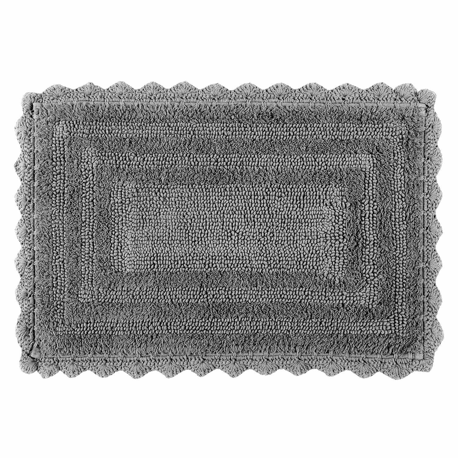Alfombrilla de baño Yalexir Alfombrilla de baño gris de algodón con borde decorativo, suave y absorbente, ideal para baño