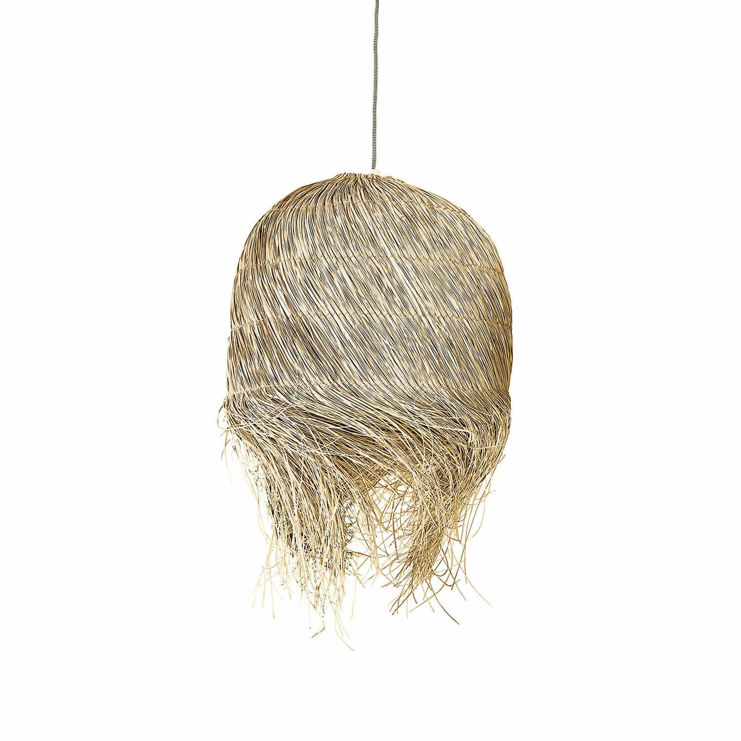 Pantalla Little Shereena Lámpara colgante de ratán natural beige con flecos decorativos, estilo bohemio
