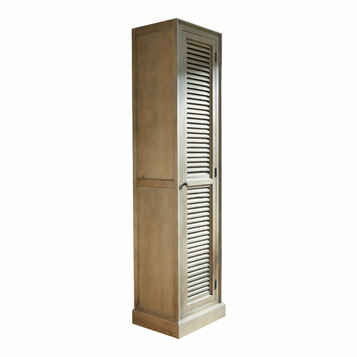 Armario Avrainville Armario alto de madera natural con puerta de persiana para almacenamiento práctico