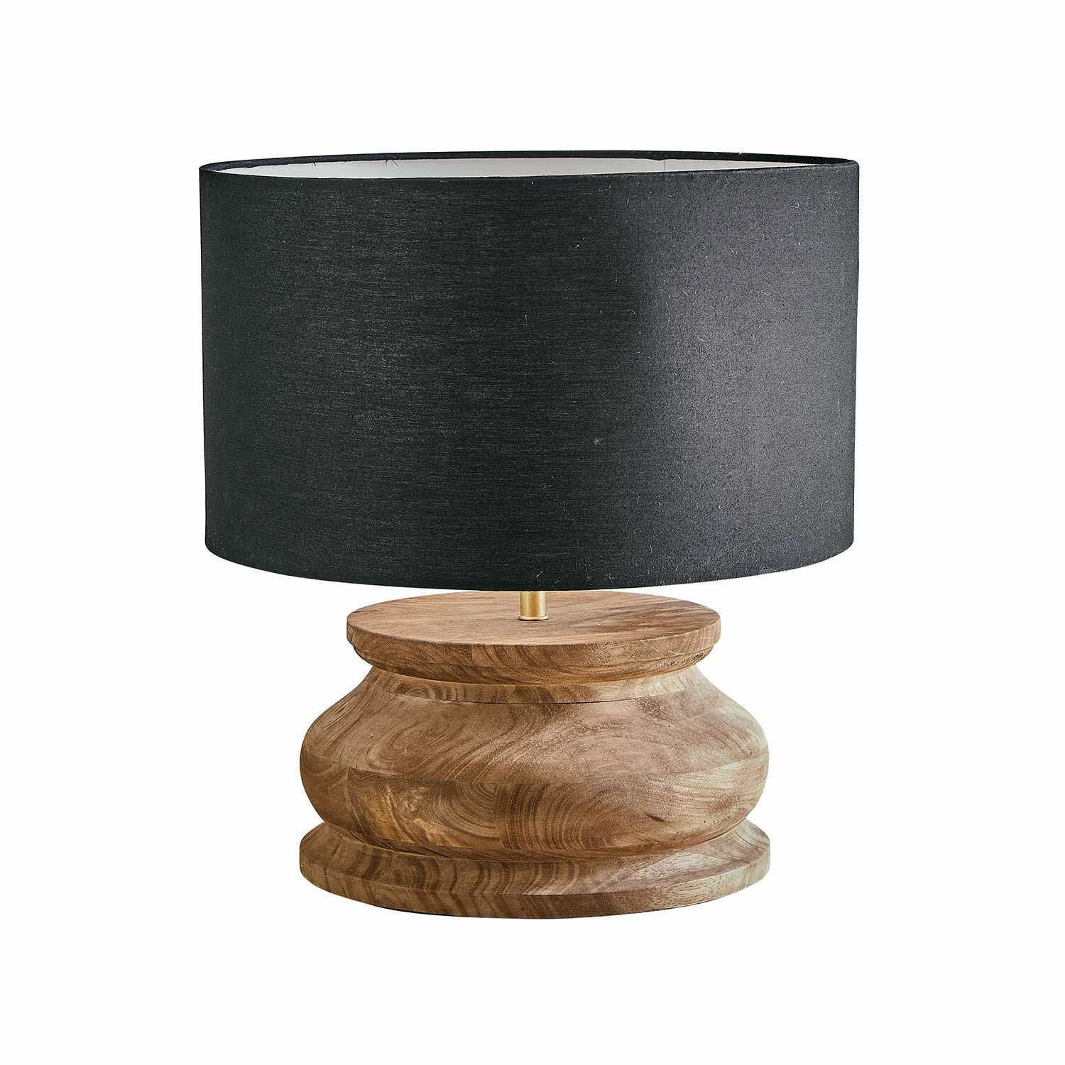 Lámpara de mesa Thérandon Lámpara de mesa con base de madera y pantalla negra, diseño moderno para salón