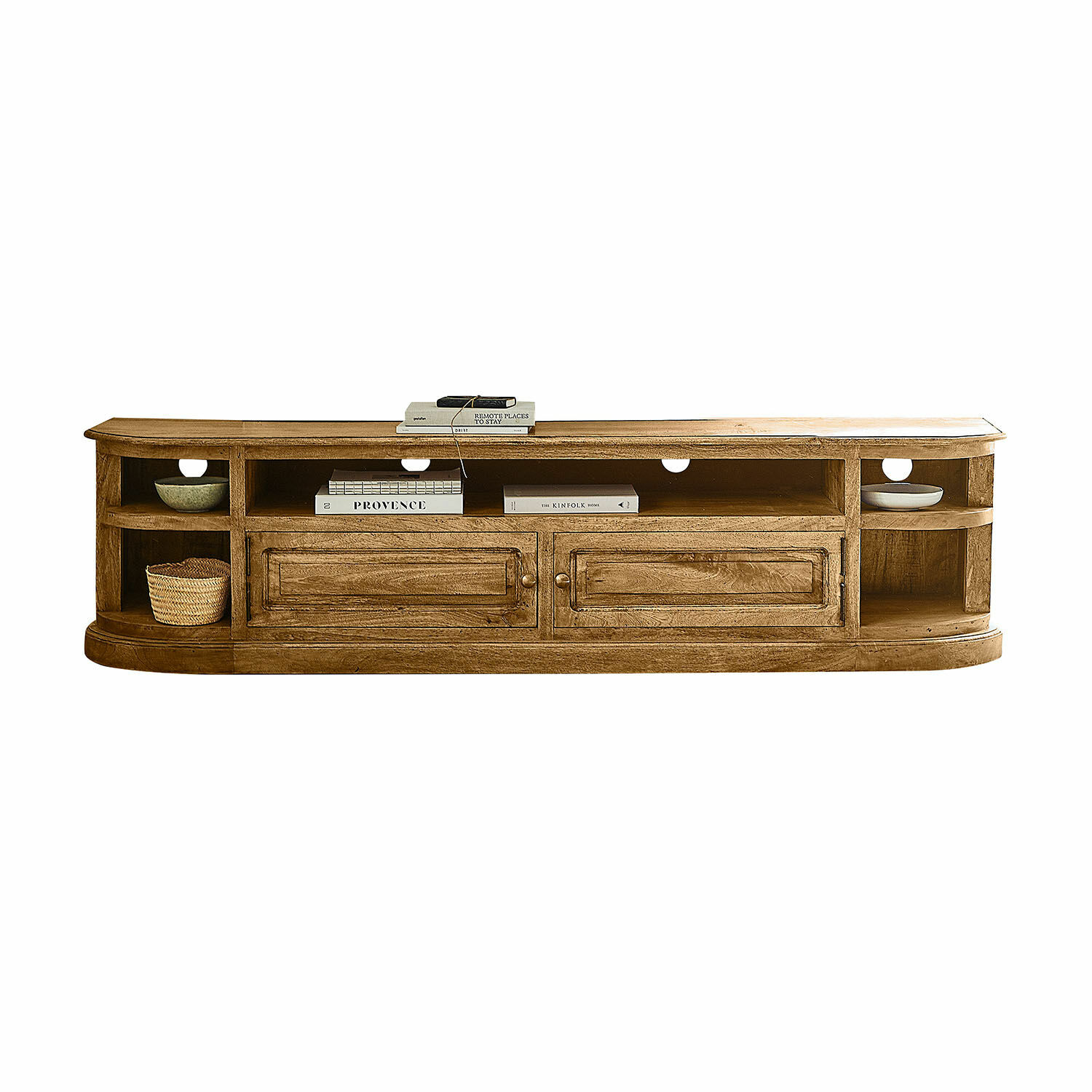 Aparador Wendalique Mueble para TV de madera natural con estantes y cajones para sala de estar
