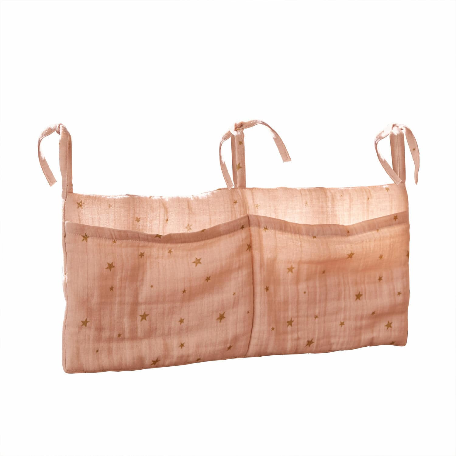 Bolsa de almacenamiento Vianne Organizador rosa de algodón con bolsillos y estrellas doradas para colgar en habitación infantil
