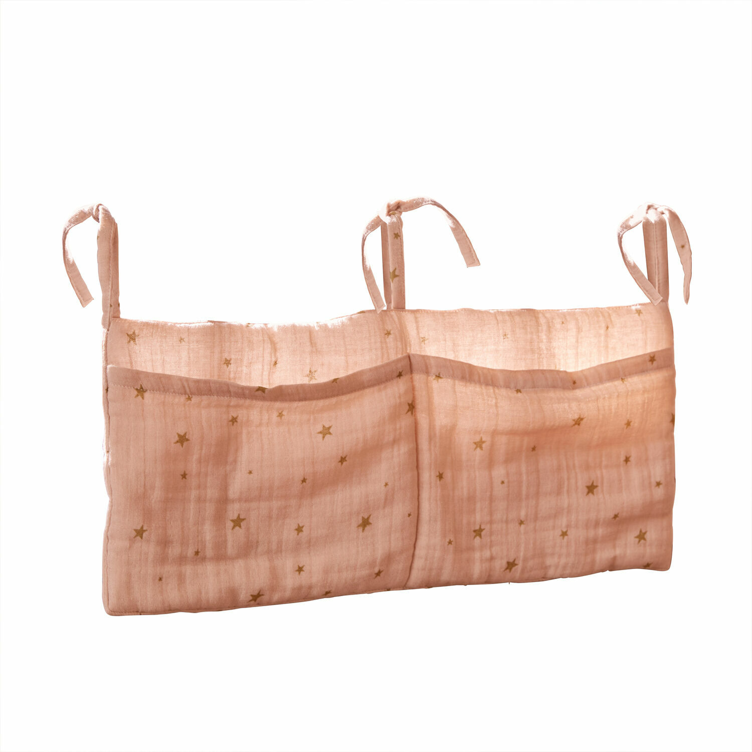 Bolsa de almacenamiento Vianne Organizador rosa de algodón con bolsillos y estrellas doradas para colgar en habitación infantil