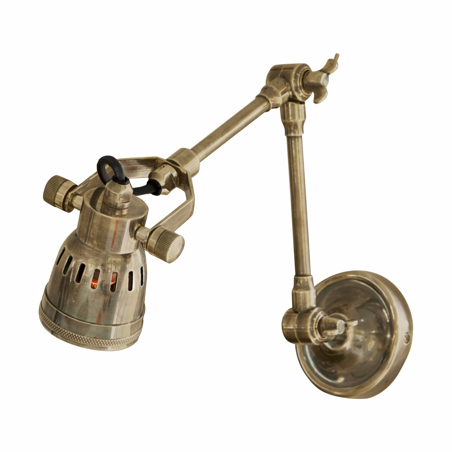 Lámpara de pared Abagail ajustable de latón antiguo para iluminación interior elegante