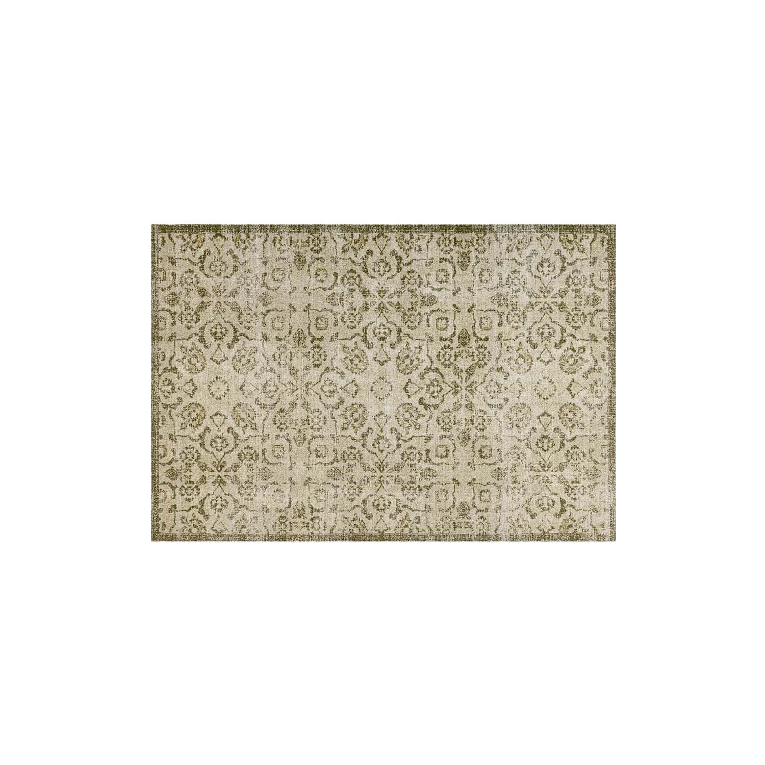 Alfombra Calperino Alfombra con diseño vintage en tonos beige y verde, material suave para decoración interior